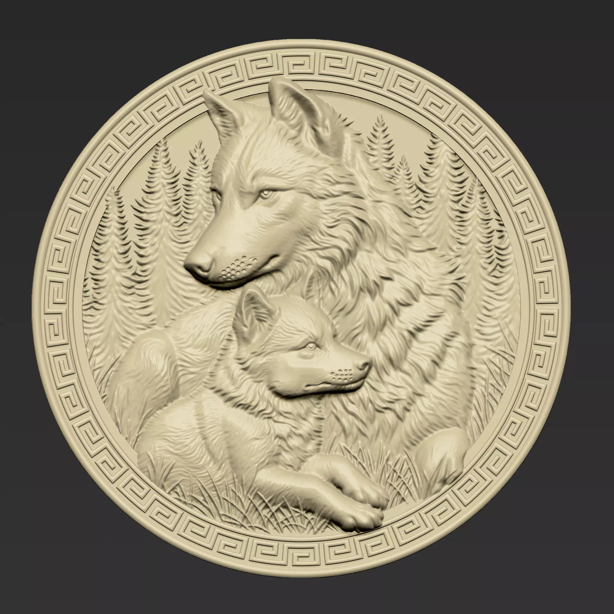 Wolf Mother and Cub A23 3D print model