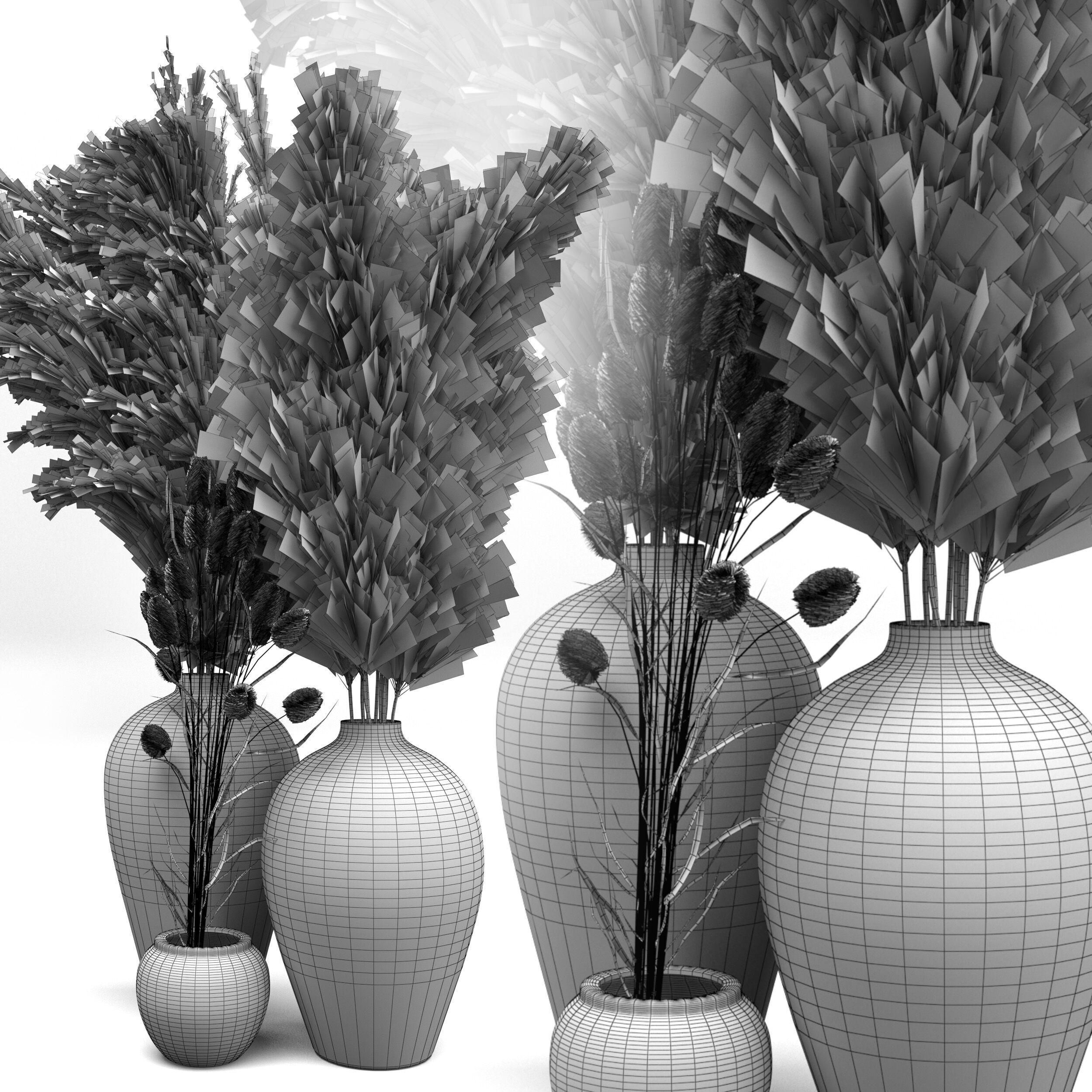 Decorative Vase Set Snadinavian Style 3D model_2