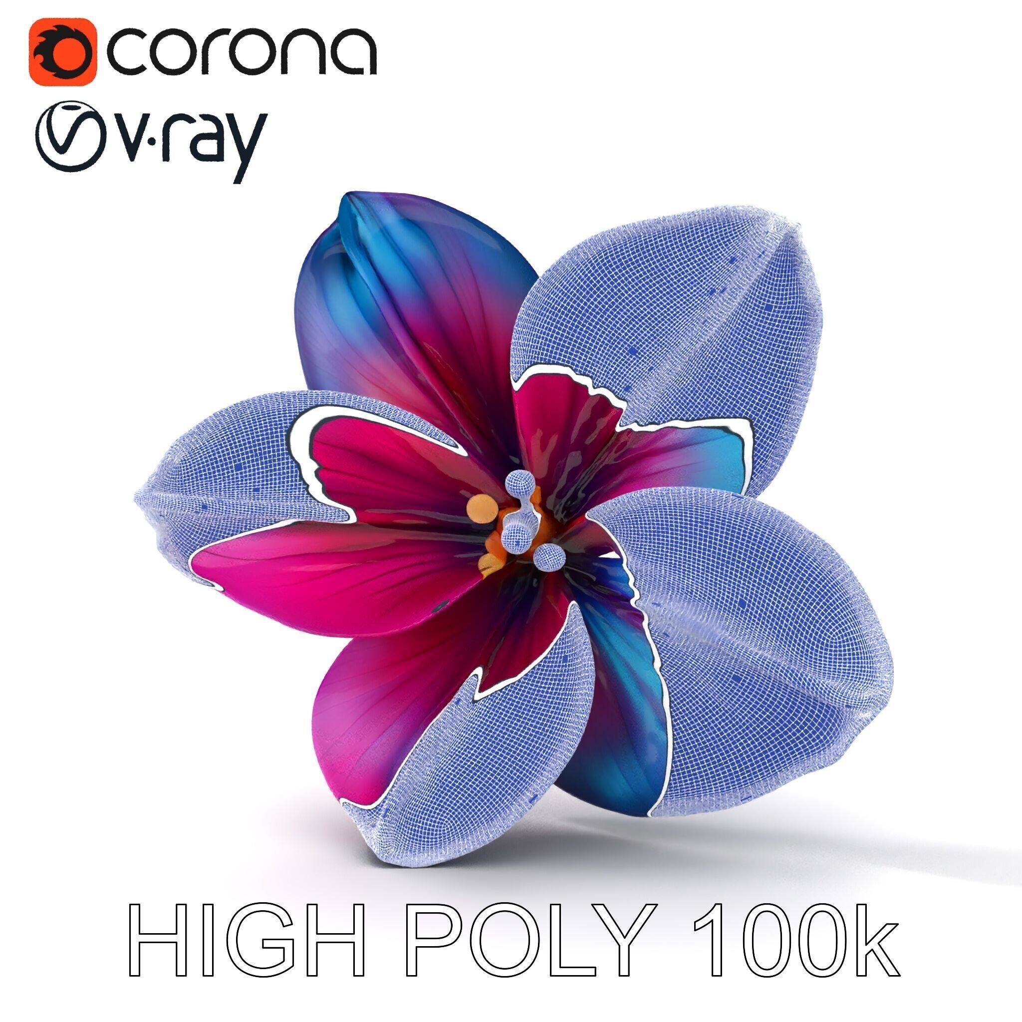 Vibrant Multicolor Flower Model Pack for D Rendering and Anim... Low-poly 3D model_33