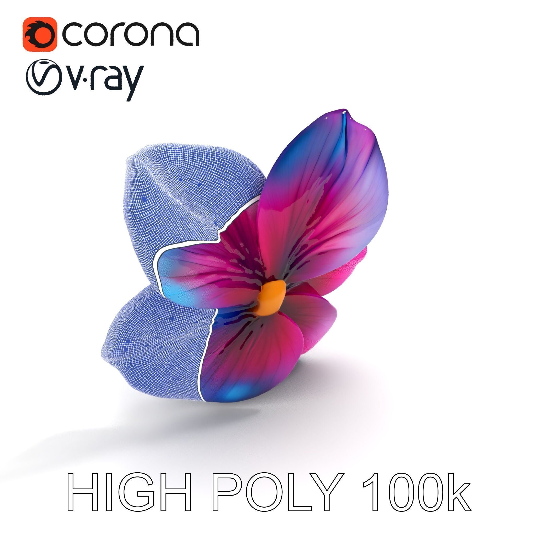 Vibrant Multicolor Flower Model Pack for D Rendering and Anim... Low-poly 3D model_20