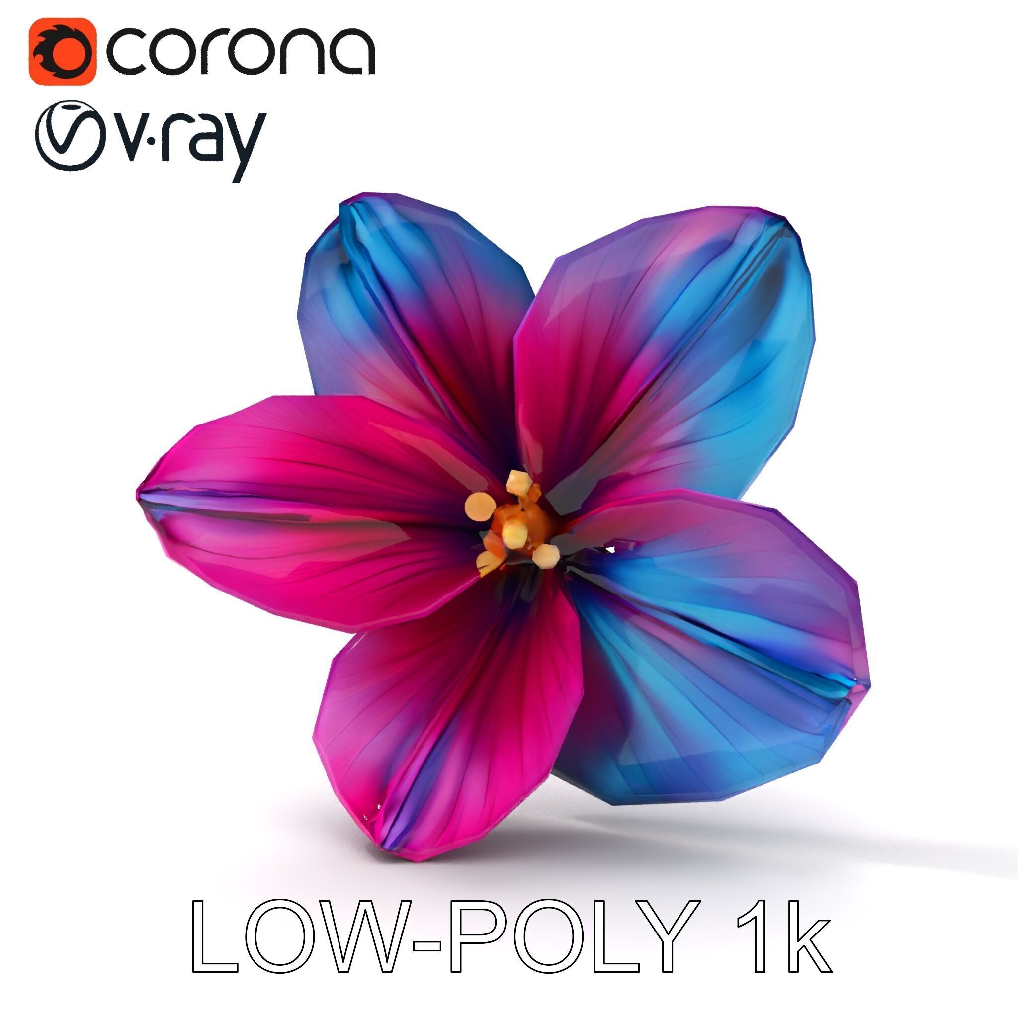 Vibrant Multicolor Flower Model Pack for D Rendering and Anim... Low-poly 3D model_19