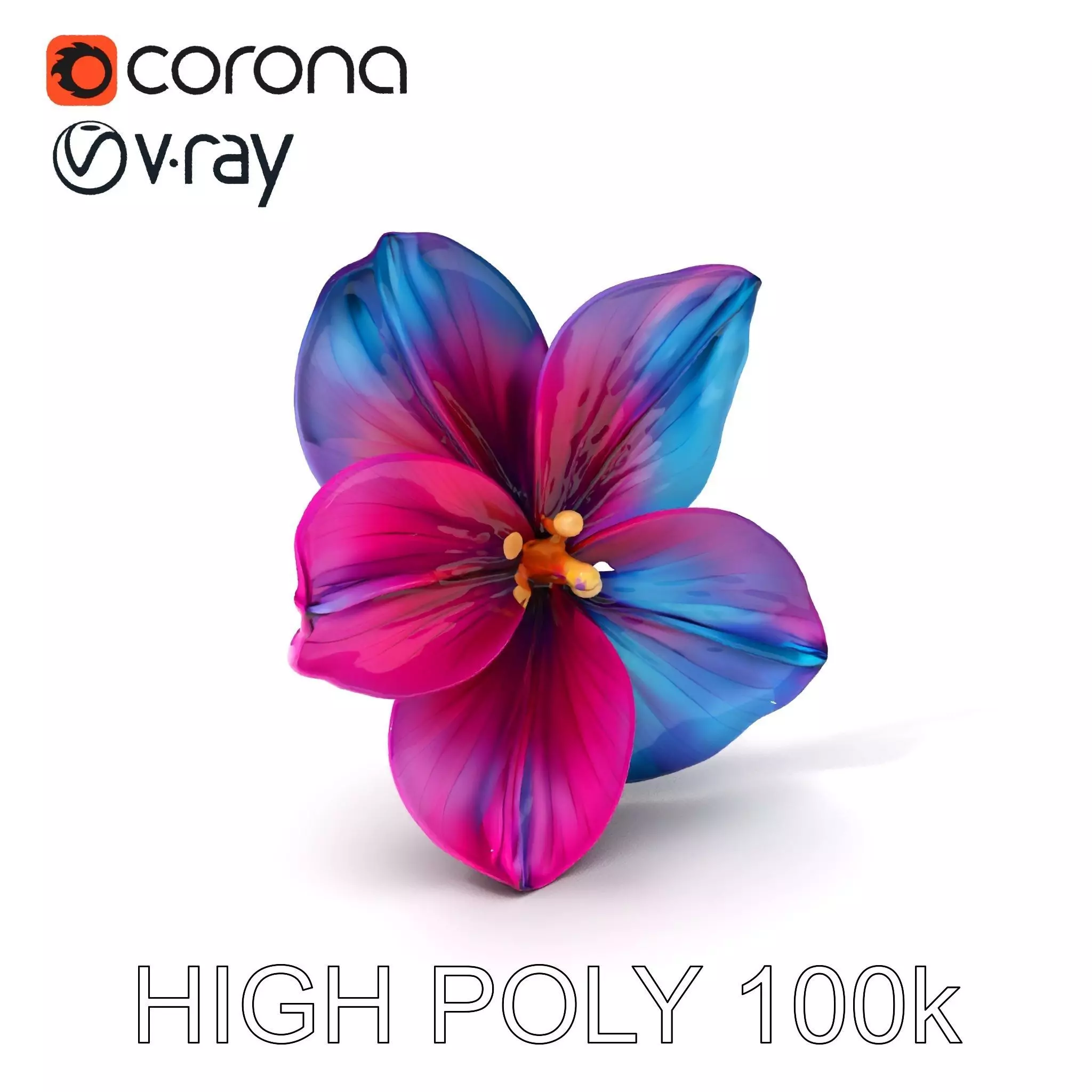 Vibrant Multicolor Flower Model Pack for D Rendering and Anim... Low-poly 3D model_0