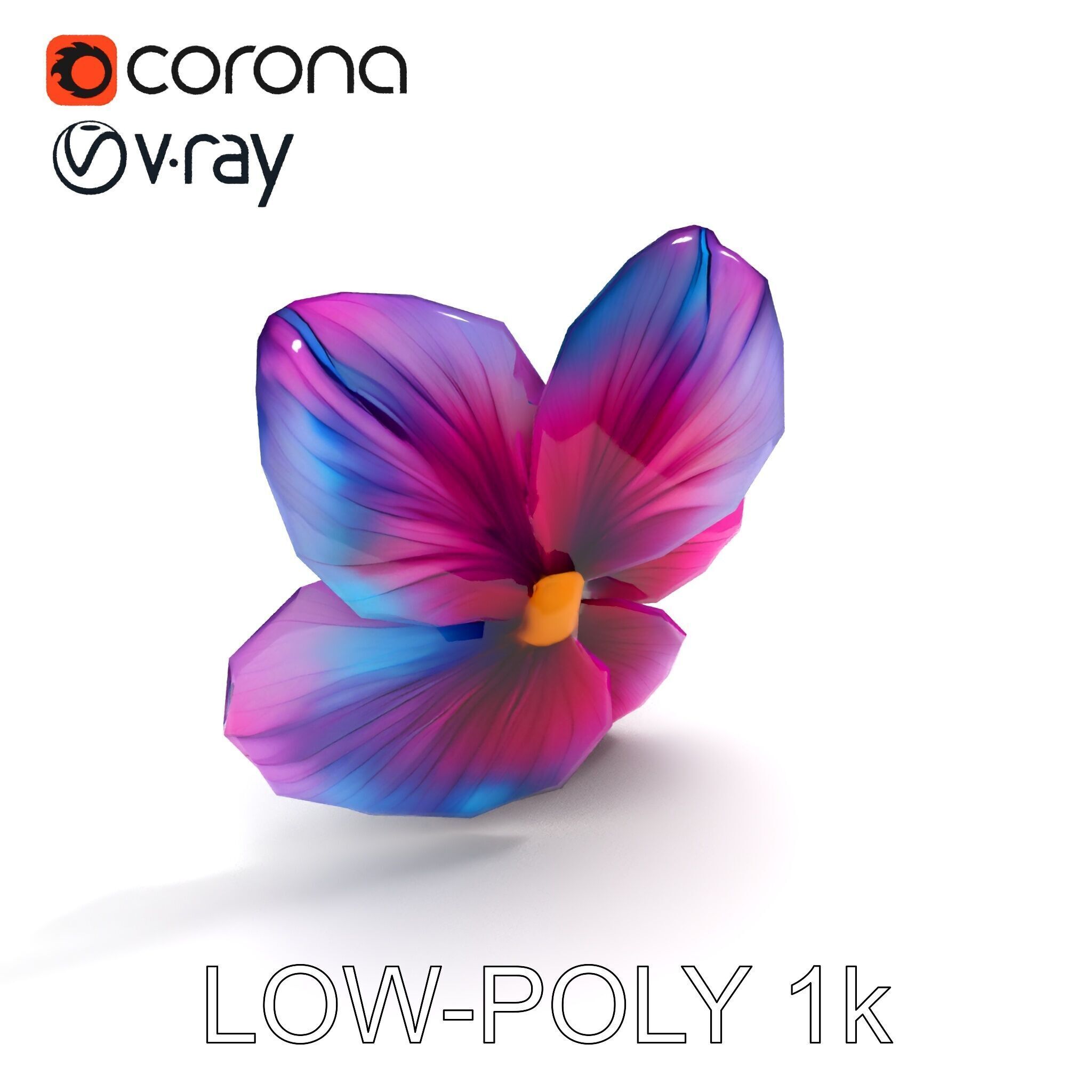 Vibrant Multicolor Flower Model Pack for D Rendering and Anim... Low-poly 3D model_24