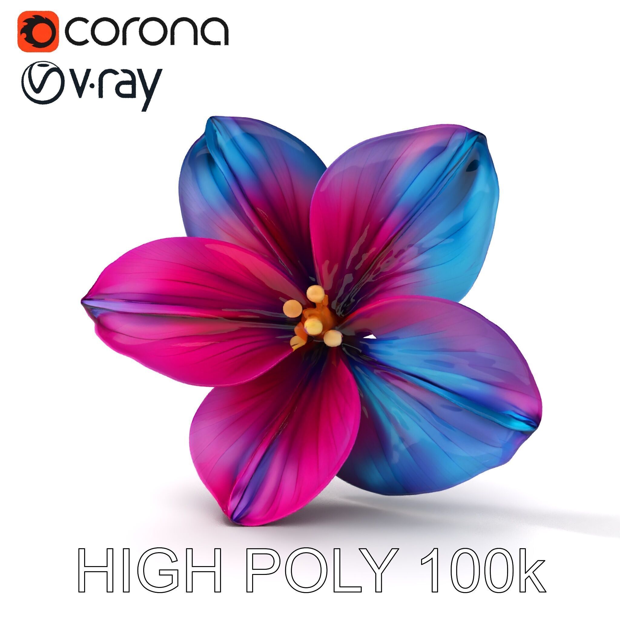 Vibrant Multicolor Flower Model Pack for D Rendering and Anim... Low-poly 3D model_8