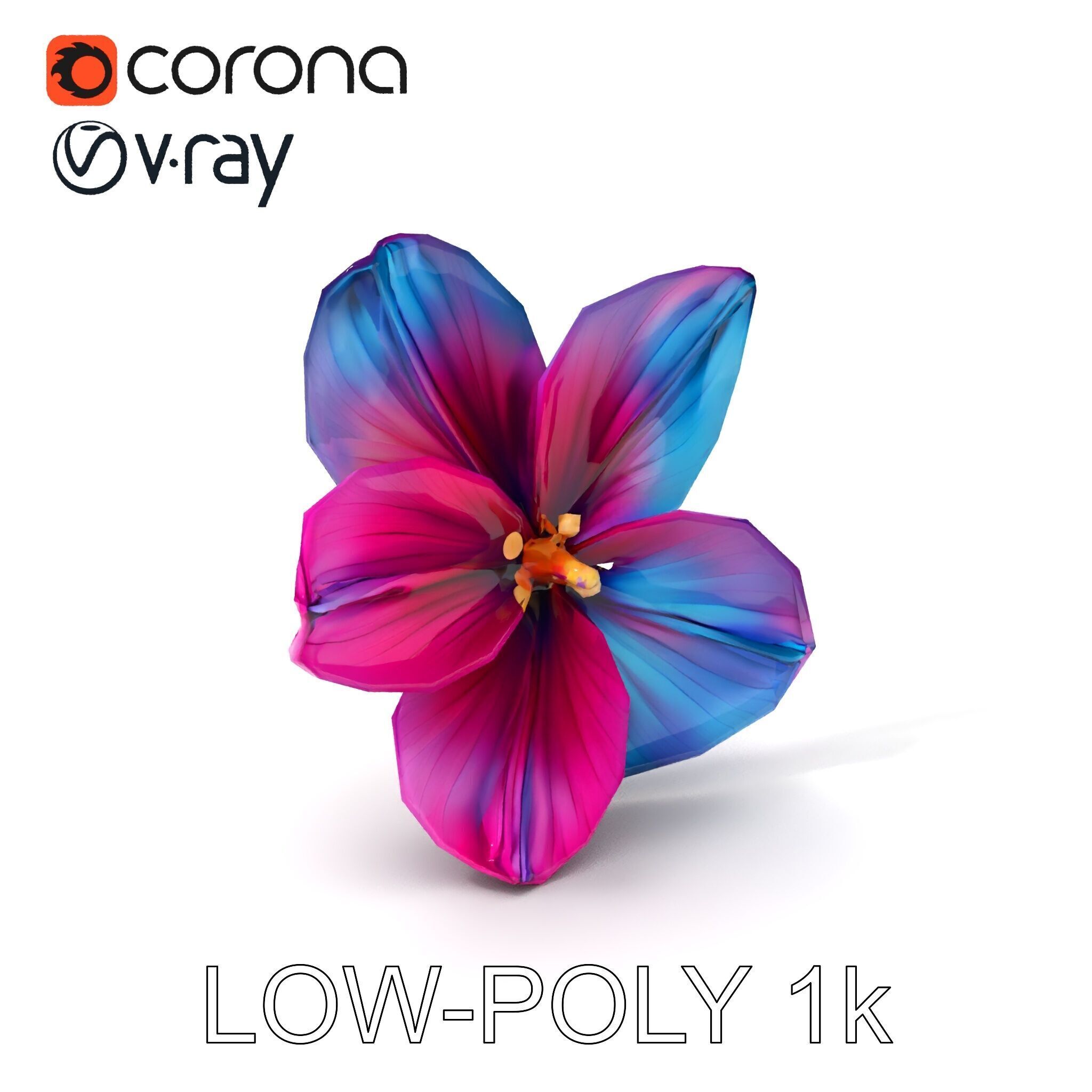 Vibrant Multicolor Flower Model Pack for D Rendering and Anim... Low-poly 3D model_7