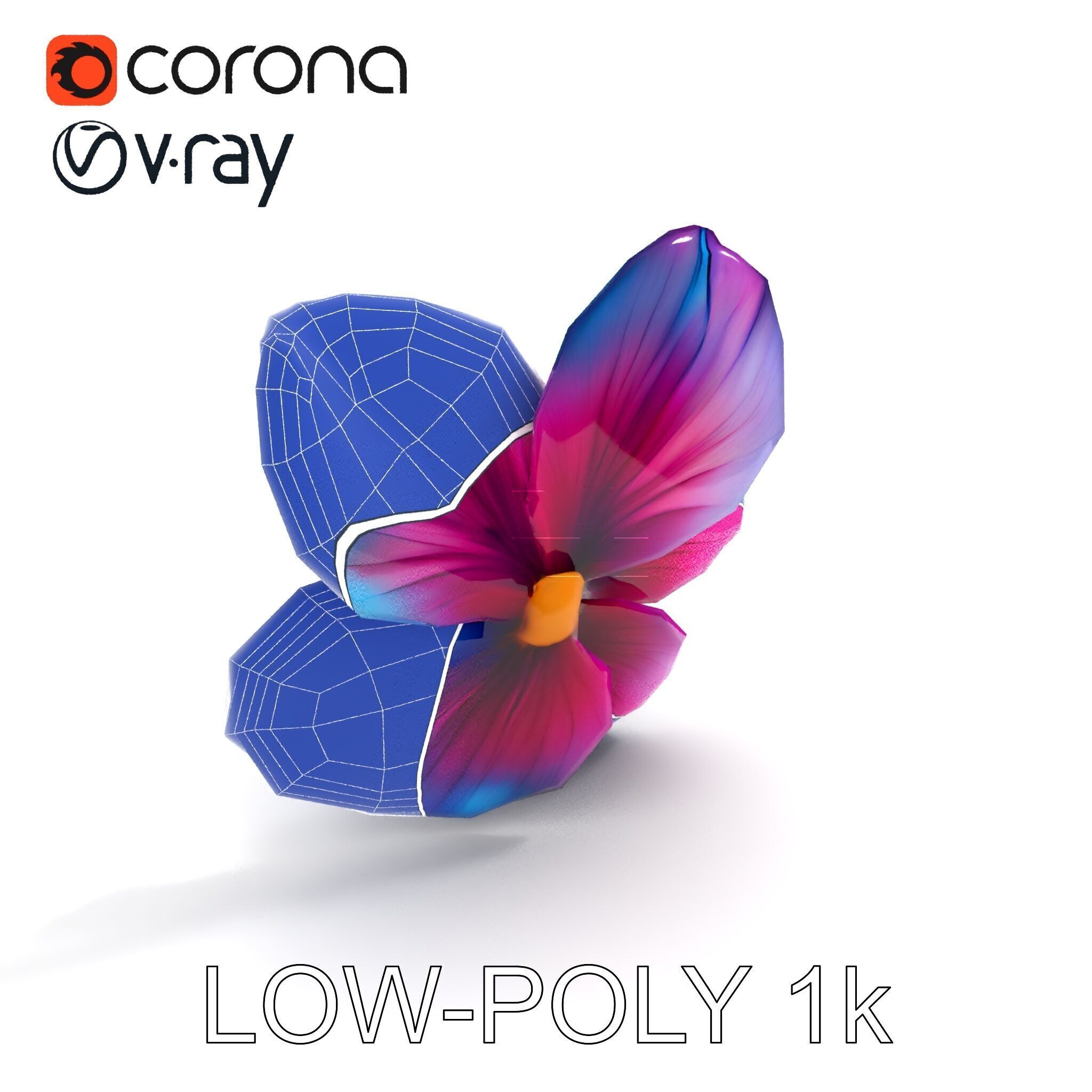 Vibrant Multicolor Flower Model Pack for D Rendering and Anim... Low-poly 3D model_32