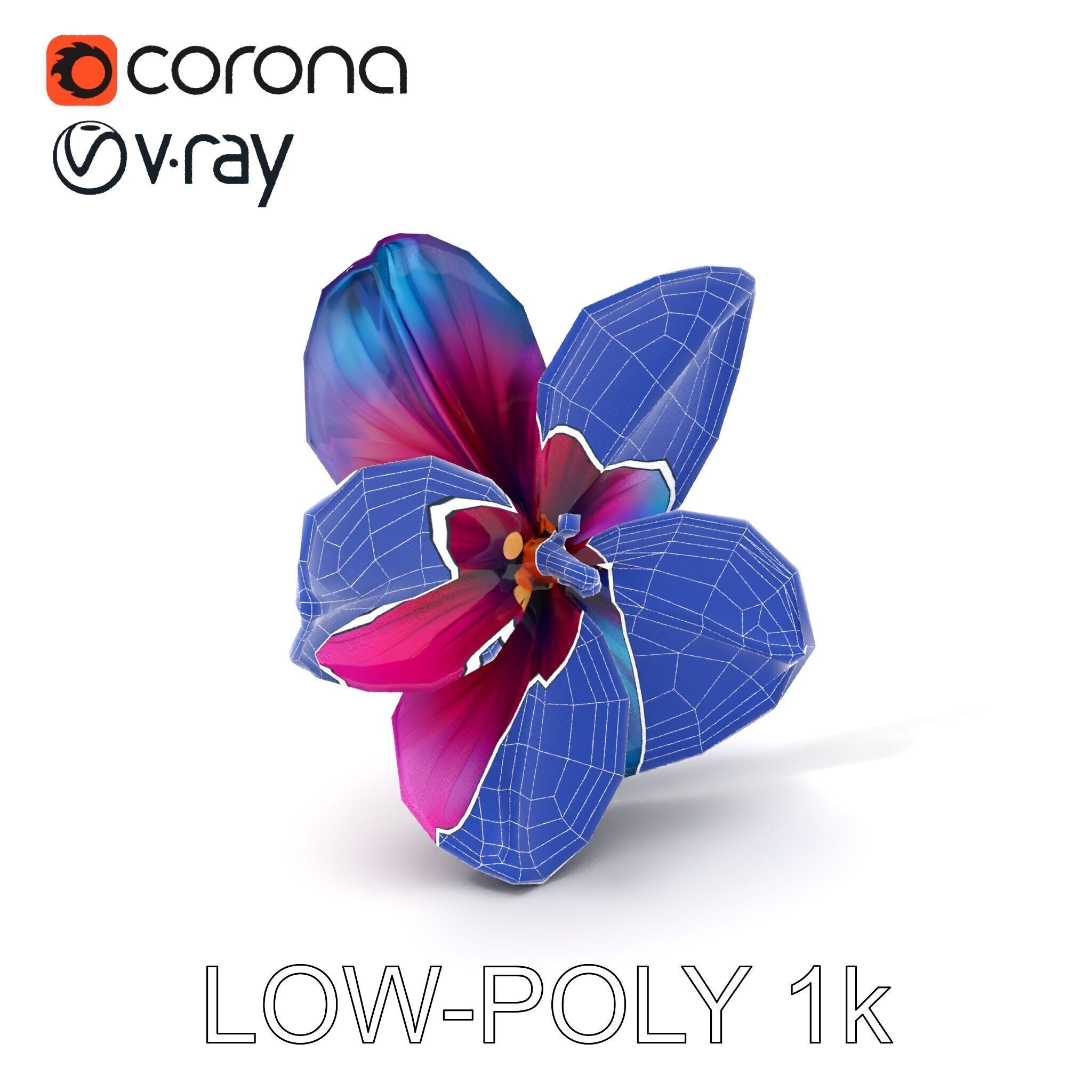 Vibrant Multicolor Flower Model Pack for D Rendering and Anim... Low-poly 3D model_29