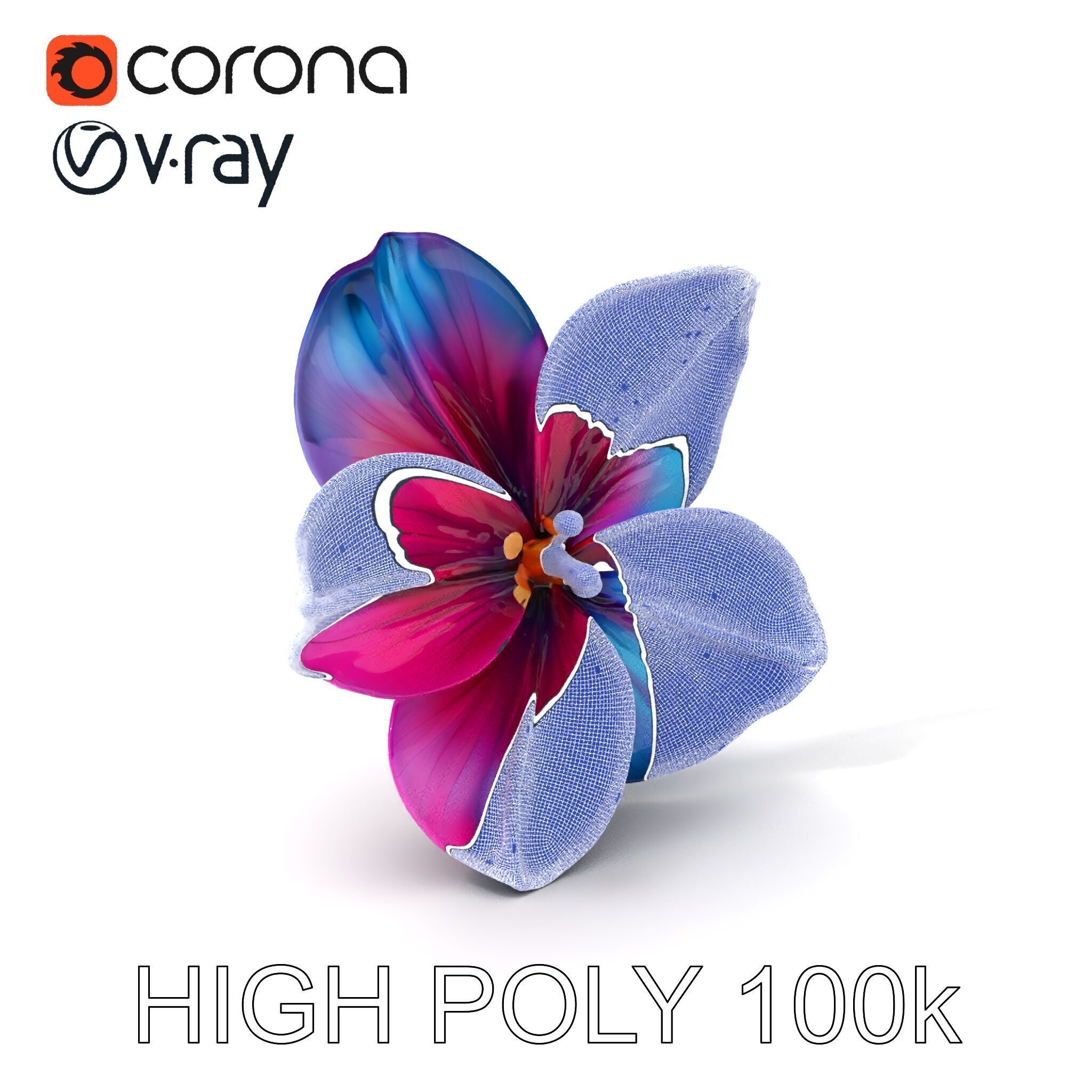 Vibrant Multicolor Flower Model Pack for D Rendering and Anim... Low-poly 3D model_3
