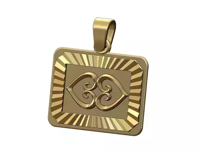 Floral ornament landscape faceted sunrays tag pendant charm