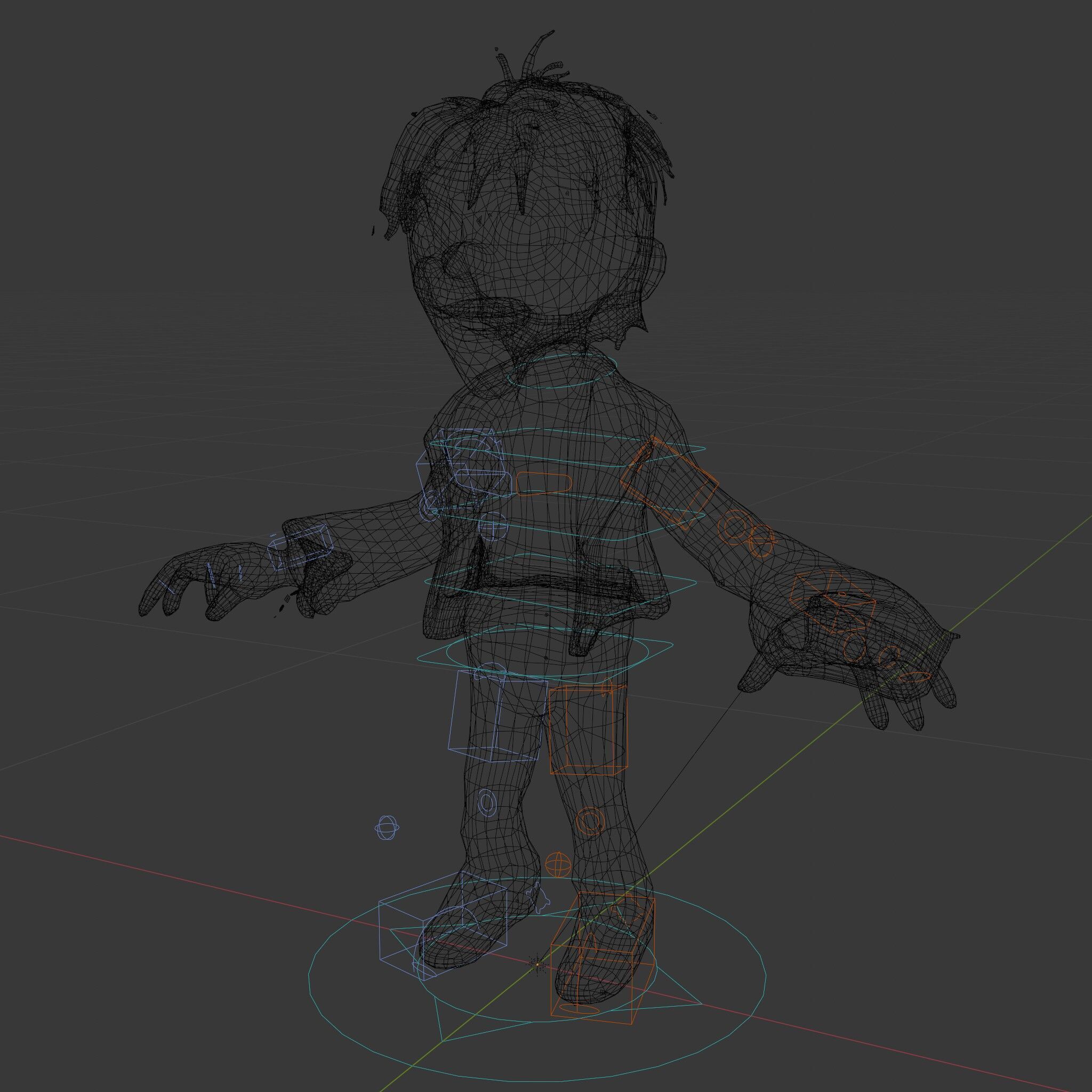 Animated Cartoon D Zombie Character with Purple Skin and Oran... Low-poly 3D model_22