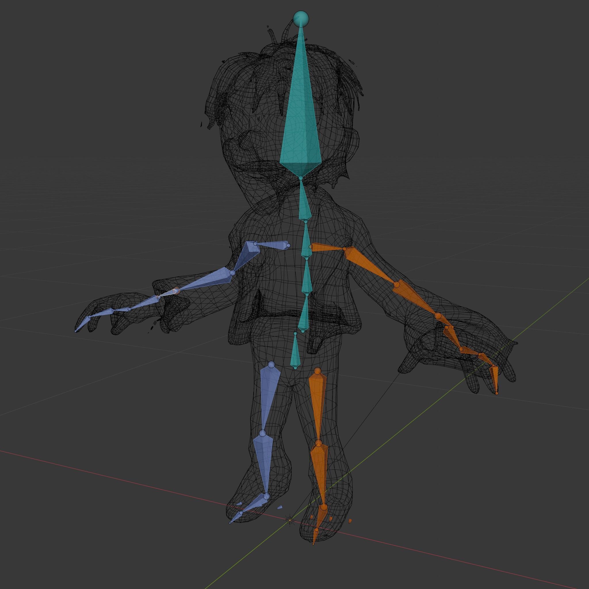 Animated Cartoon D Zombie Character with Purple Skin and Oran... Low-poly 3D model_19