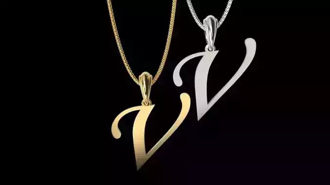 Letter V NECKLACE pendant 