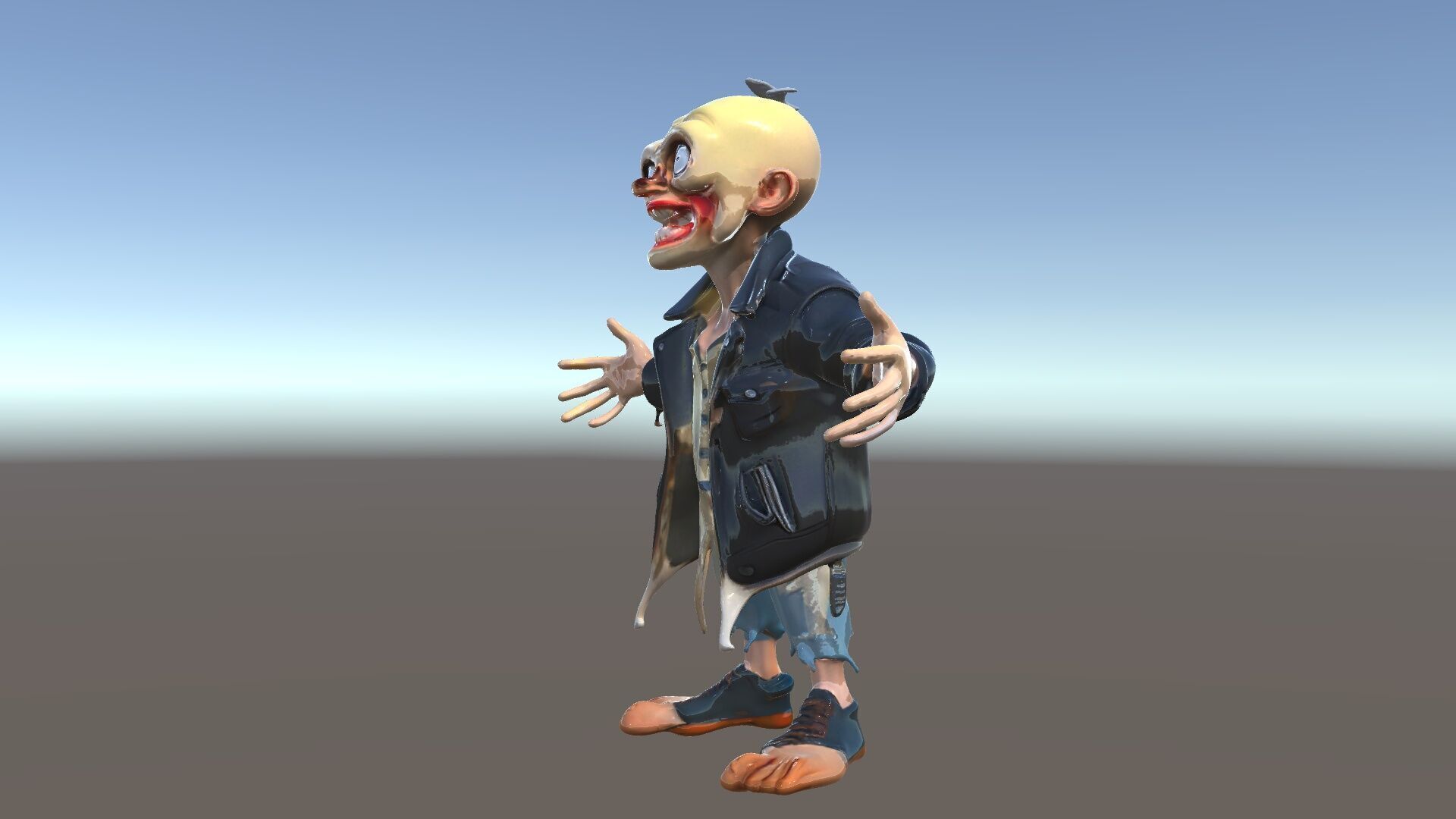Grinning Zombie in Tattered Jacket Versatile D Character Model Low-poly 3D model_5