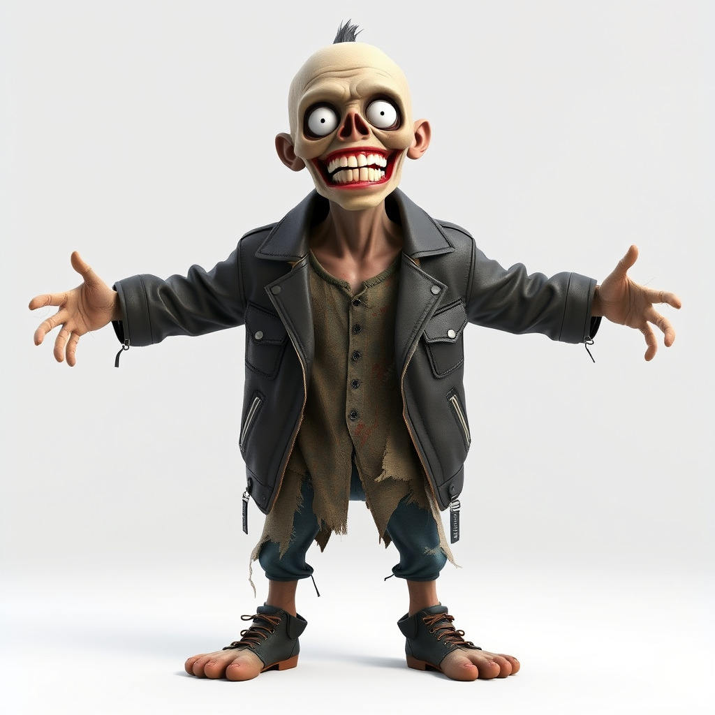 Grinning Zombie in Tattered Jacket Versatile D Character Model Low-poly 3D model_4