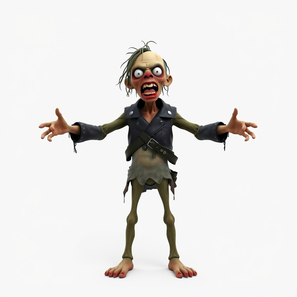 Ghoulish Cartoon Zombie Rigged D Character Model Low-poly 3D model_4