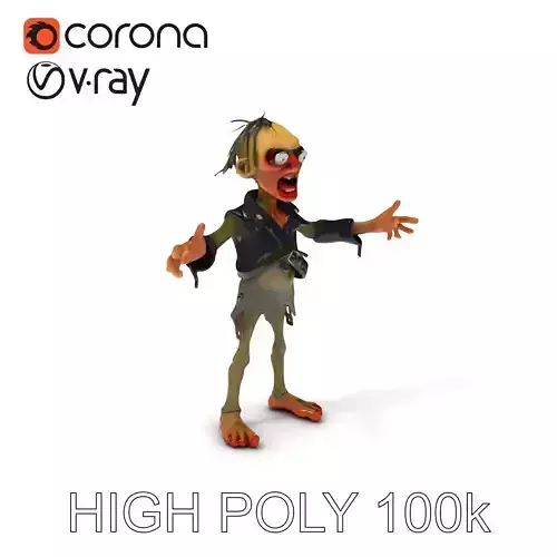 Ghoulish Cartoon Zombie Rigged D Character Model Low-poly 3D model