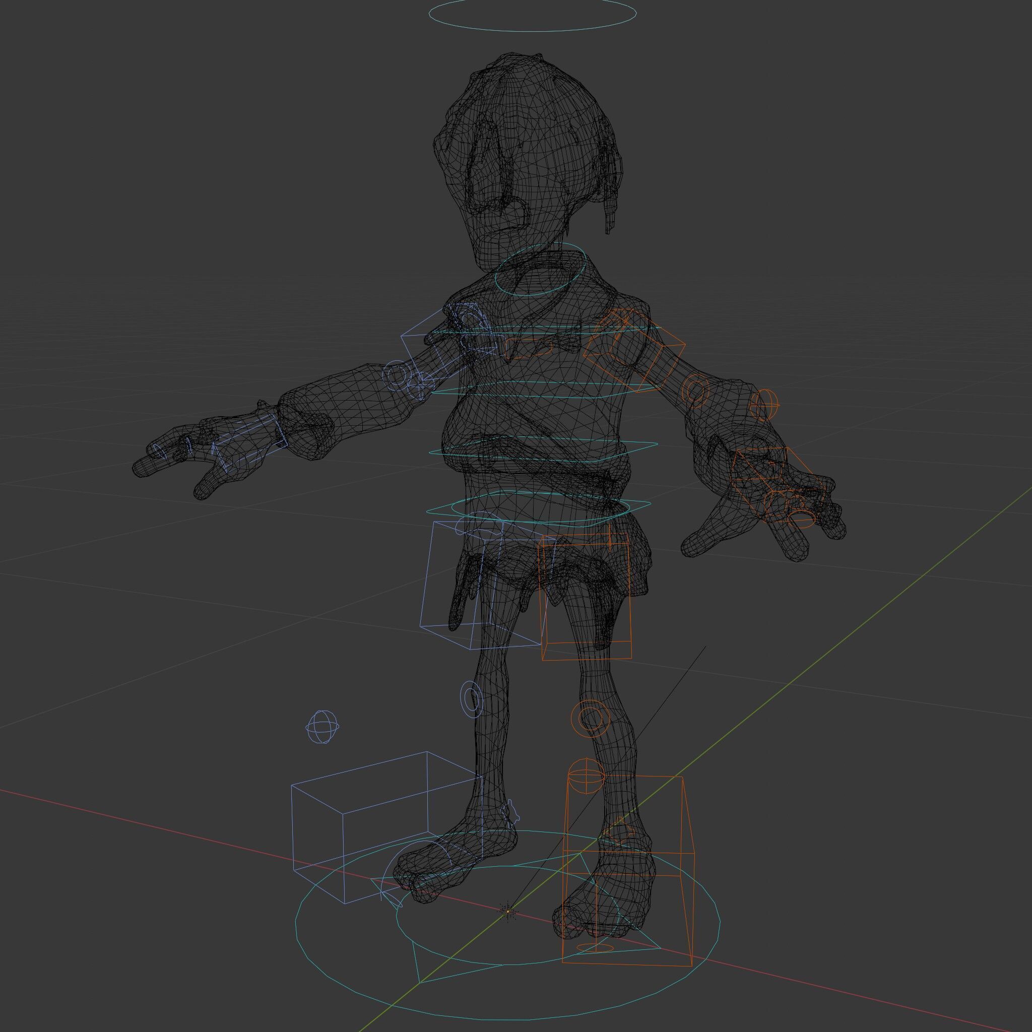 Ghoulish Cartoon Zombie Rigged D Character Model Low-poly 3D model_24