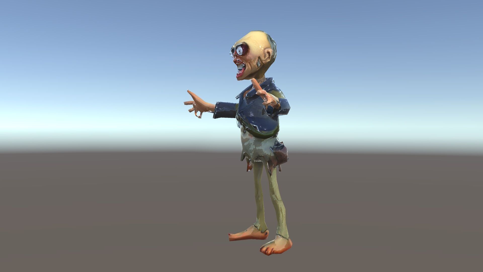 Ghoulish Cartoon Zombie Rigged D Character Model Low-poly 3D model_28