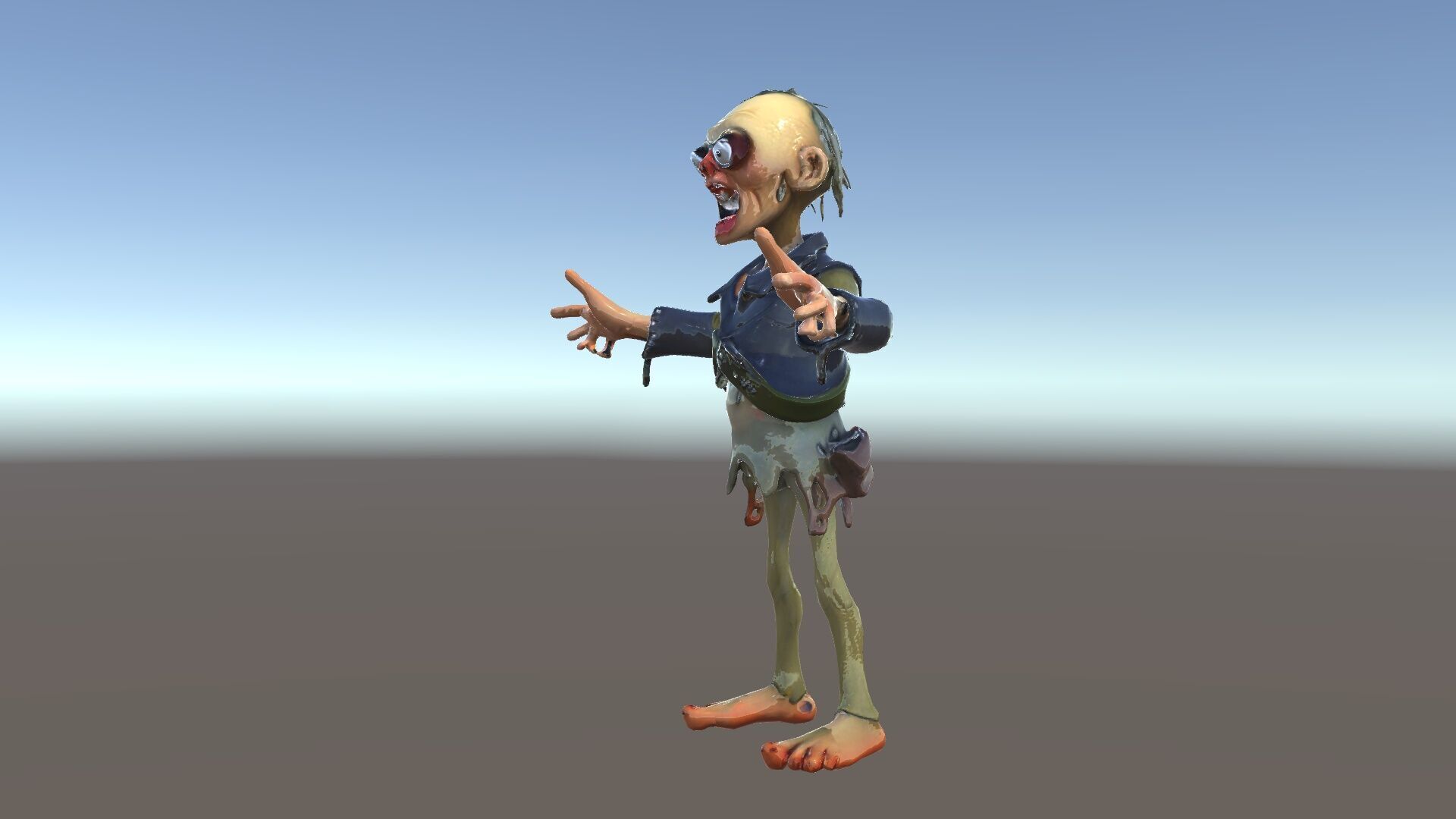 Ghoulish Cartoon Zombie Rigged D Character Model Low-poly 3D model_35