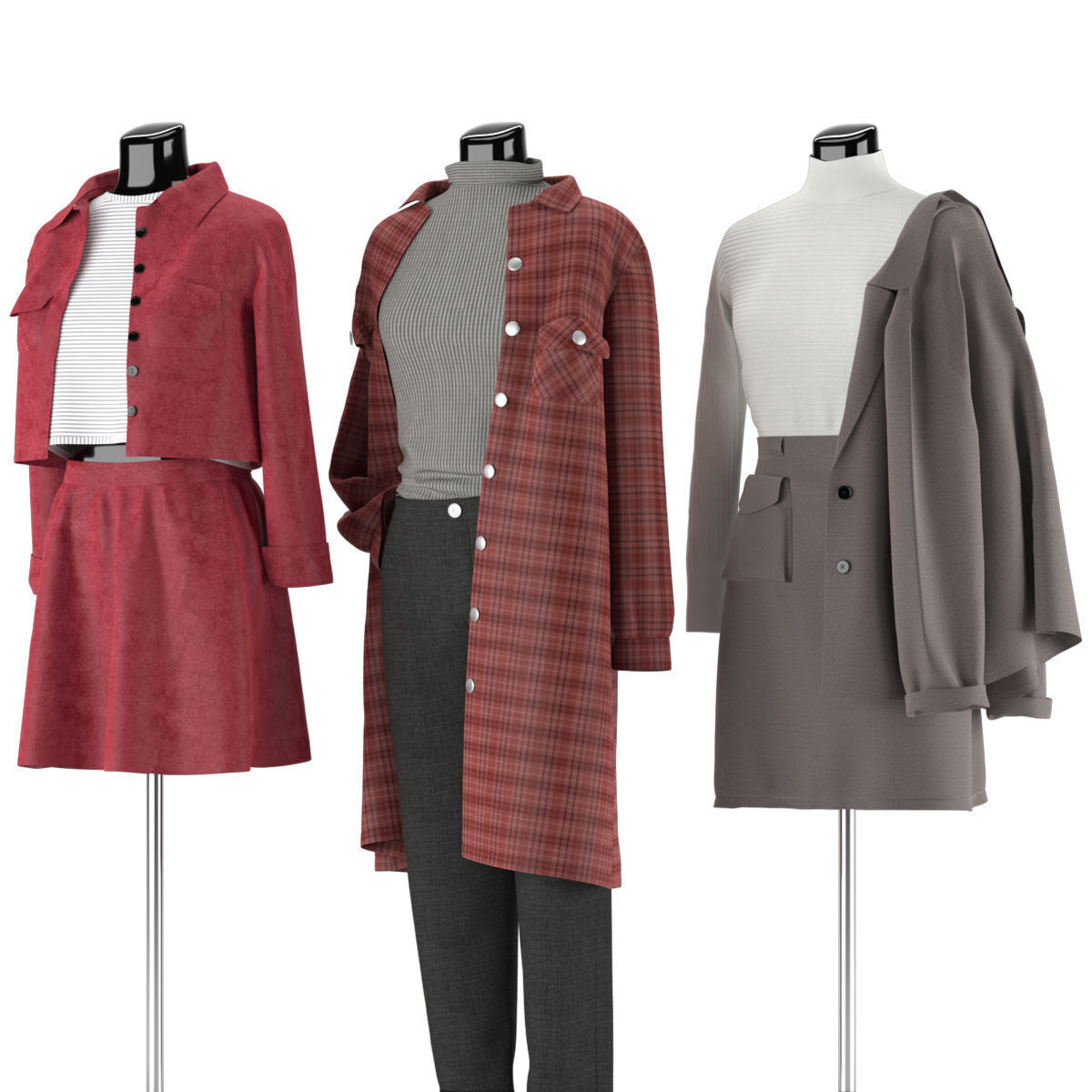 Mannequin Set Vol 003 Low-poly 3D model_3