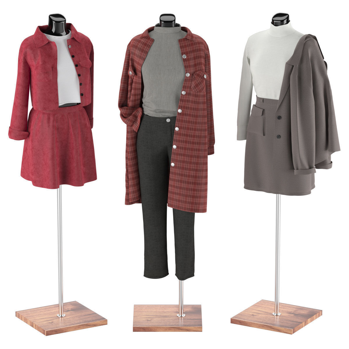 Mannequin Set Vol 003 Low-poly 3D model_4