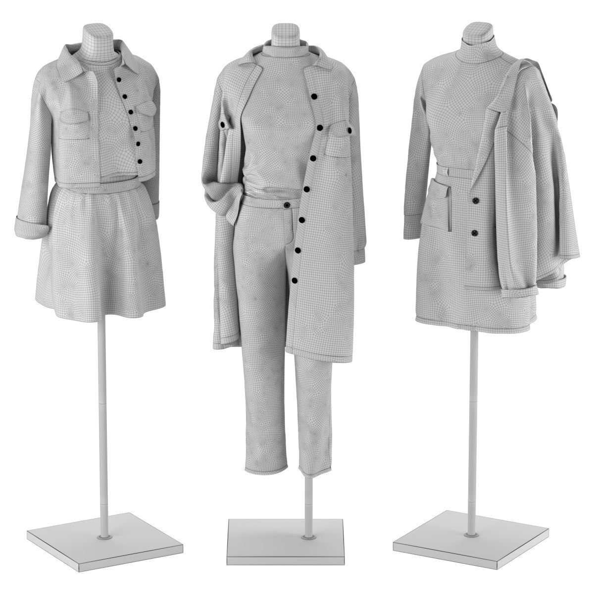 Mannequin Set Vol 003 Low-poly 3D model_6