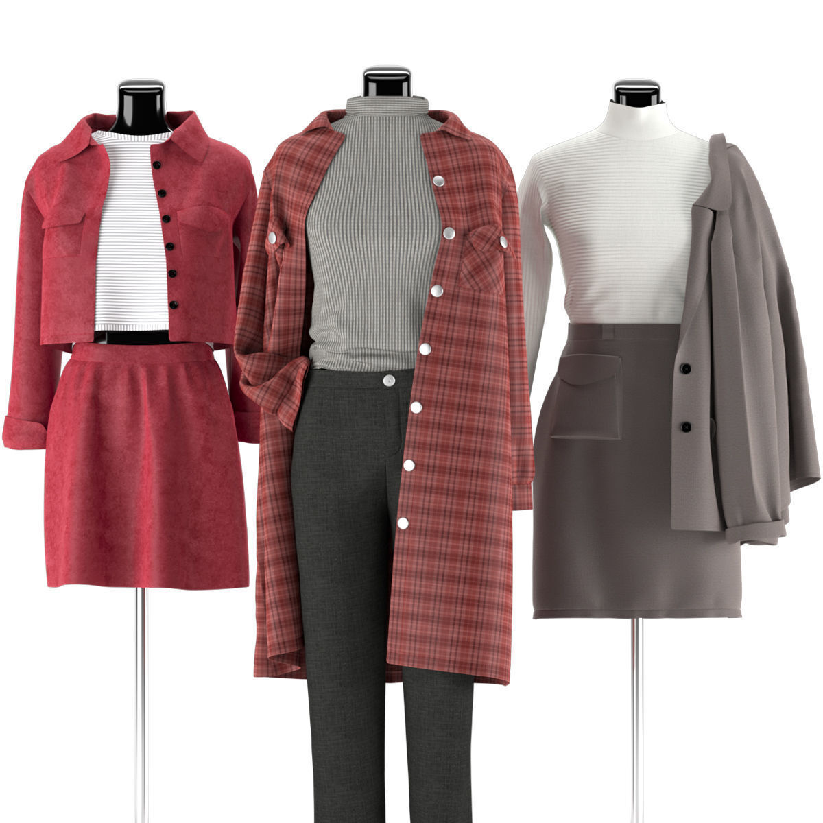 Mannequin Set Vol 003 Low-poly 3D model_1