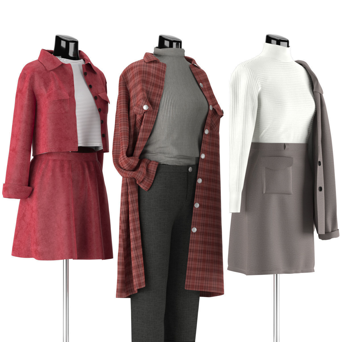 Mannequin Set Vol 003 Low-poly 3D model_2