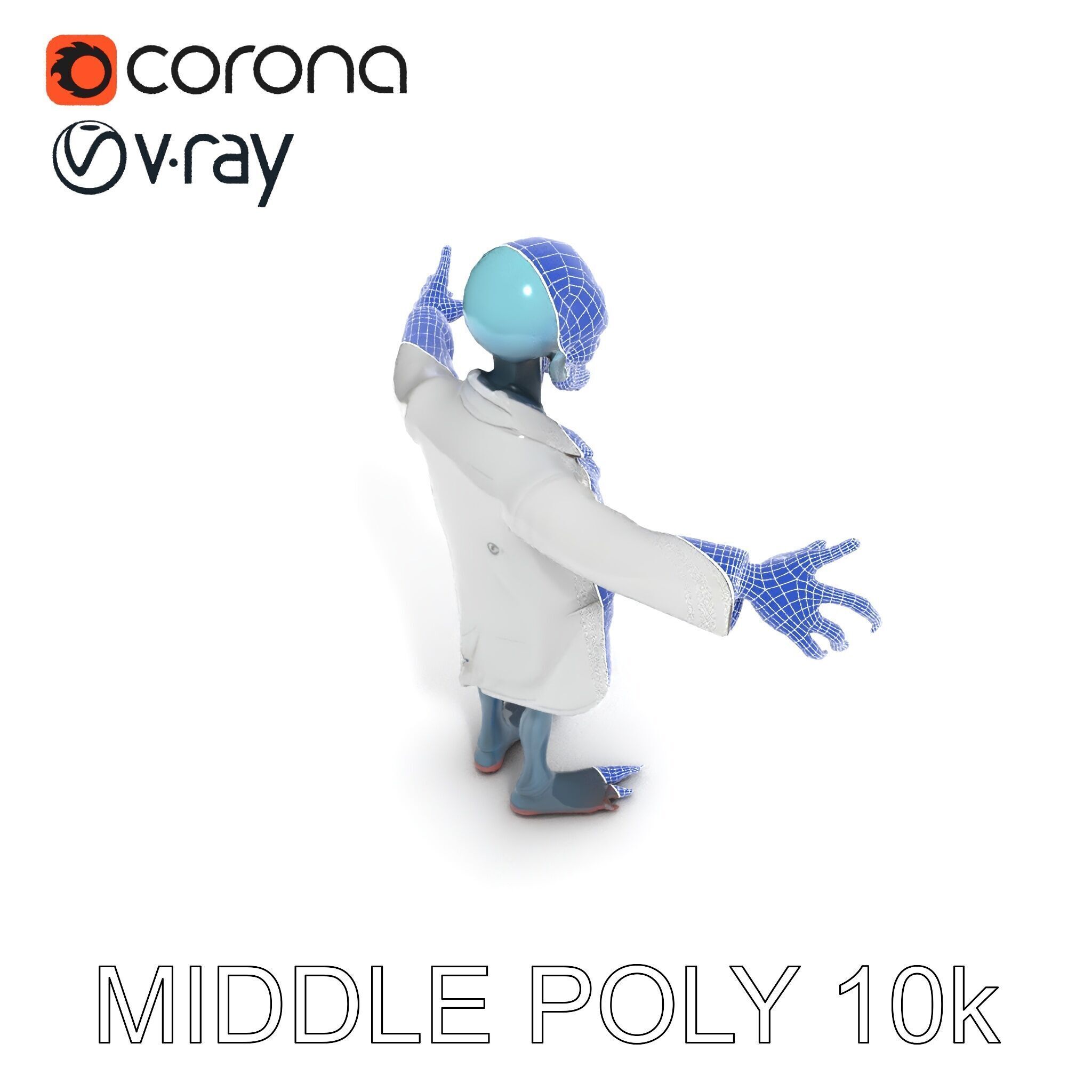 Zombie Scientist D Character Model with PBR Textures and Anim... Low-poly 3D model_12