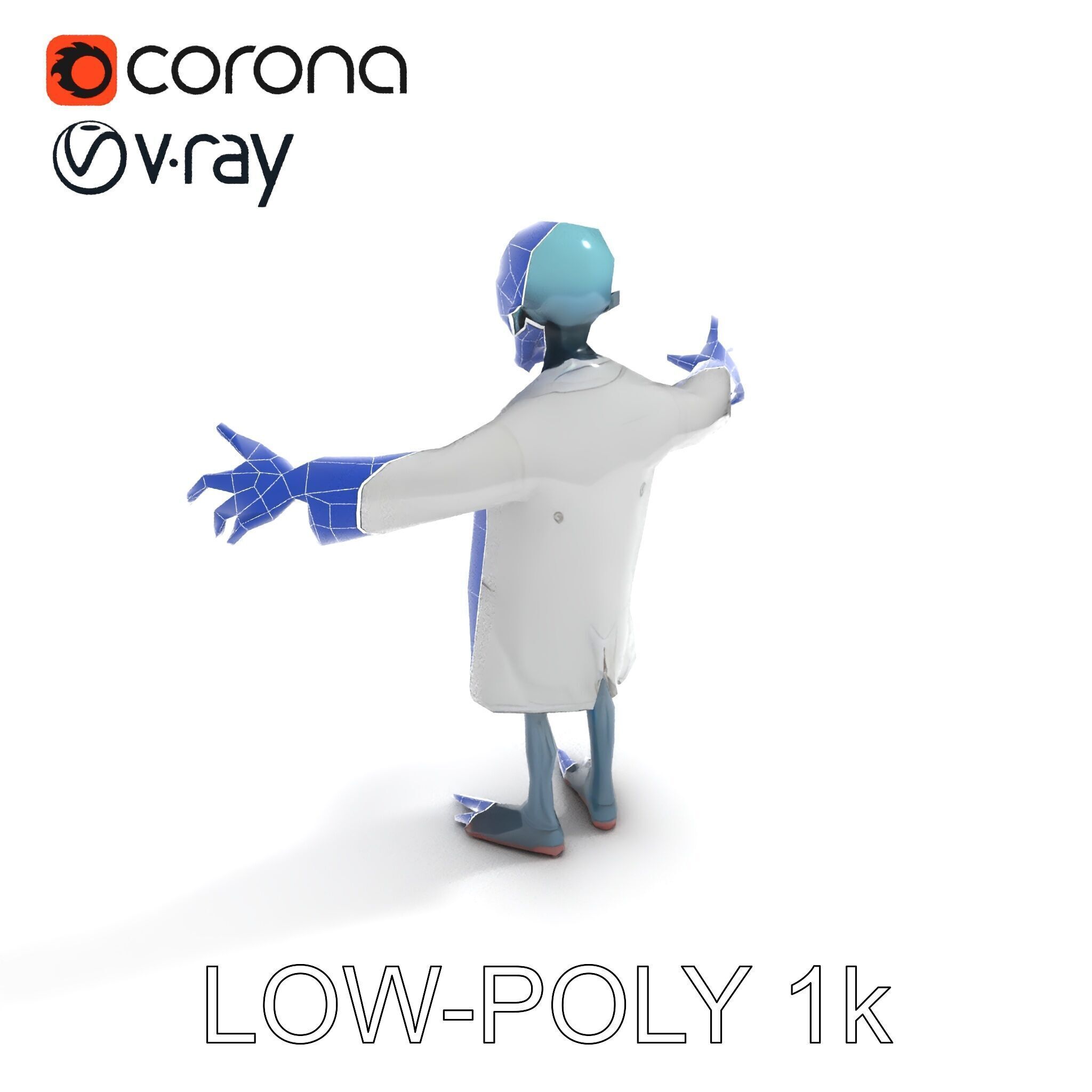 Zombie Scientist D Character Model with PBR Textures and Anim... Low-poly 3D model_28