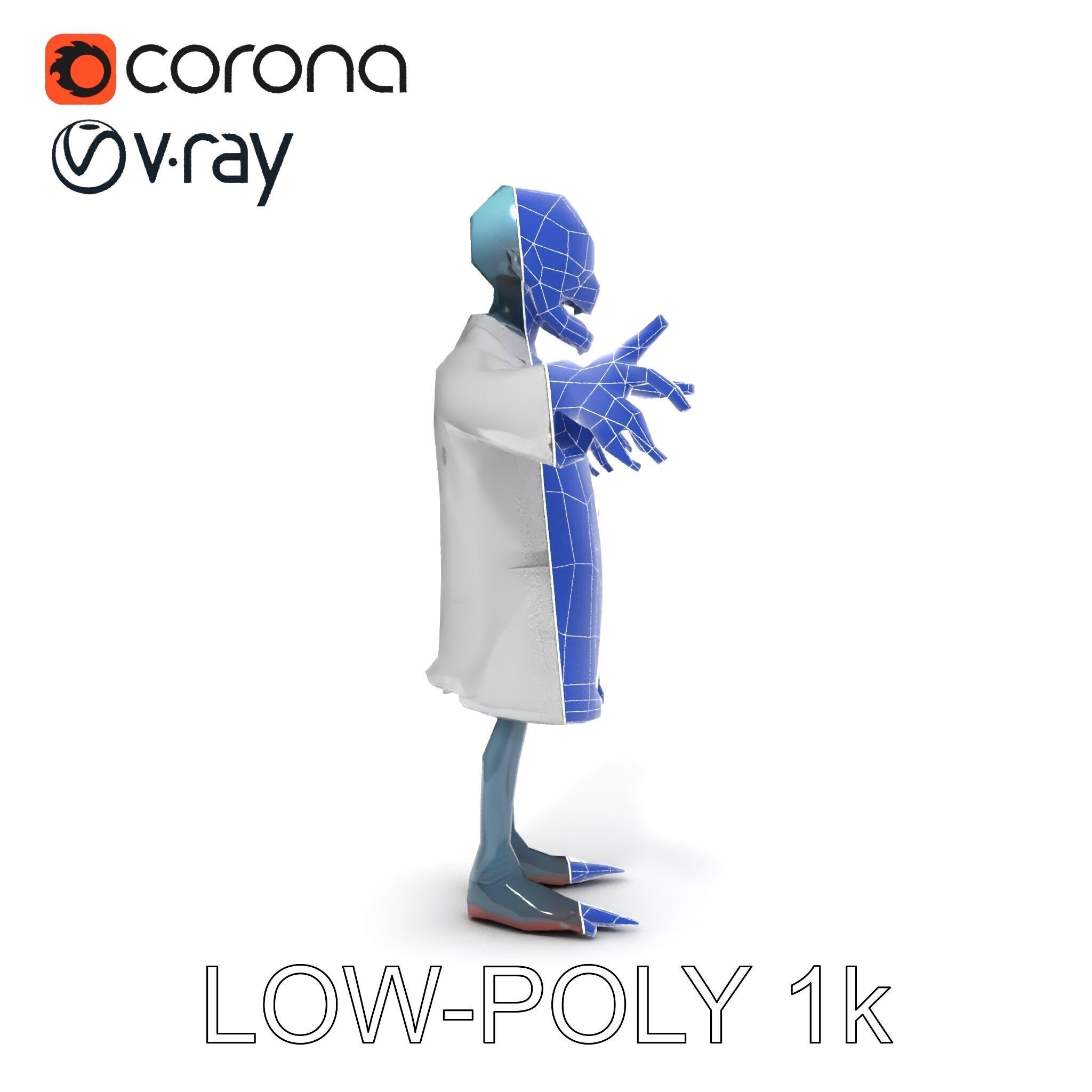 Zombie Scientist D Character Model with PBR Textures and Anim... Low-poly 3D model_34