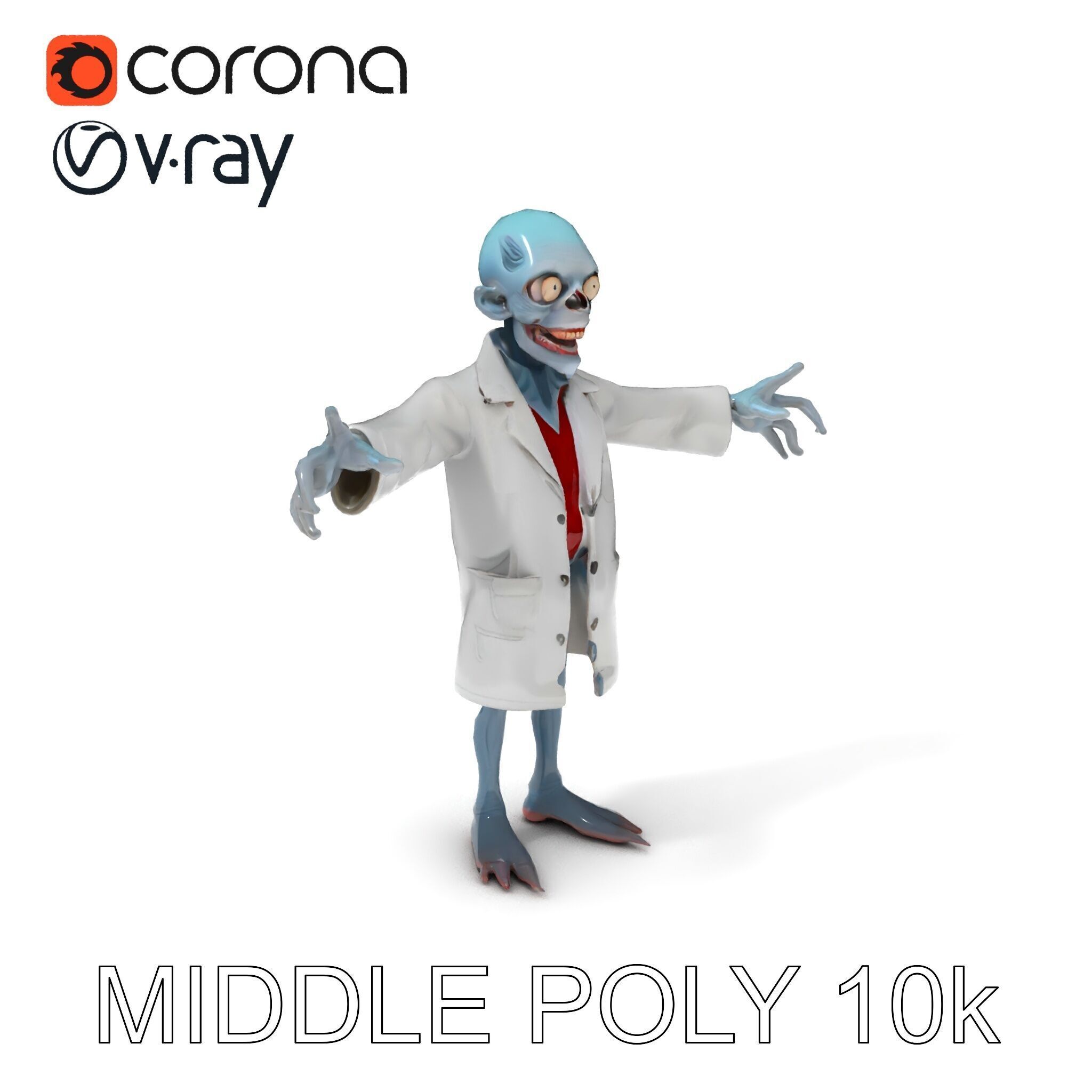 Zombie Scientist D Character Model with PBR Textures and Anim... Low-poly 3D model_27