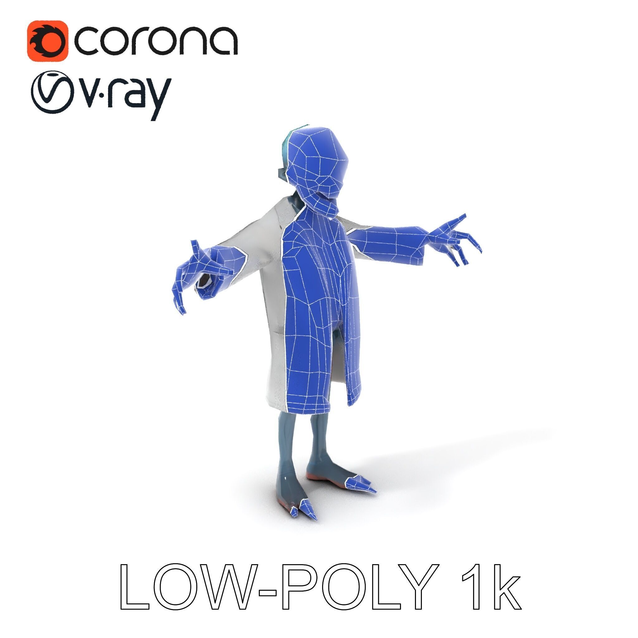 Zombie Scientist D Character Model with PBR Textures and Anim... Low-poly 3D model_31