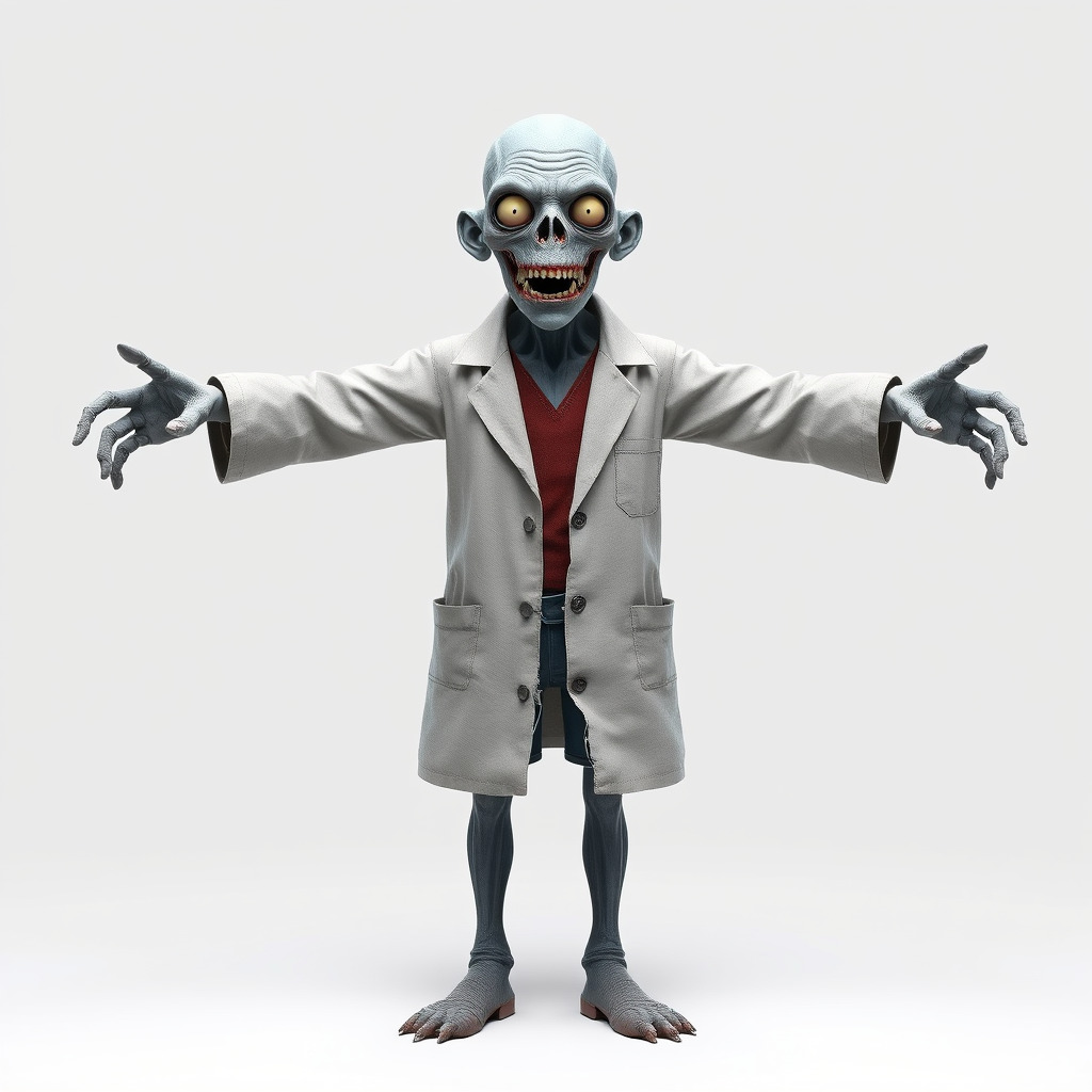 Zombie Scientist D Character Model with PBR Textures and Anim... Low-poly 3D model_4