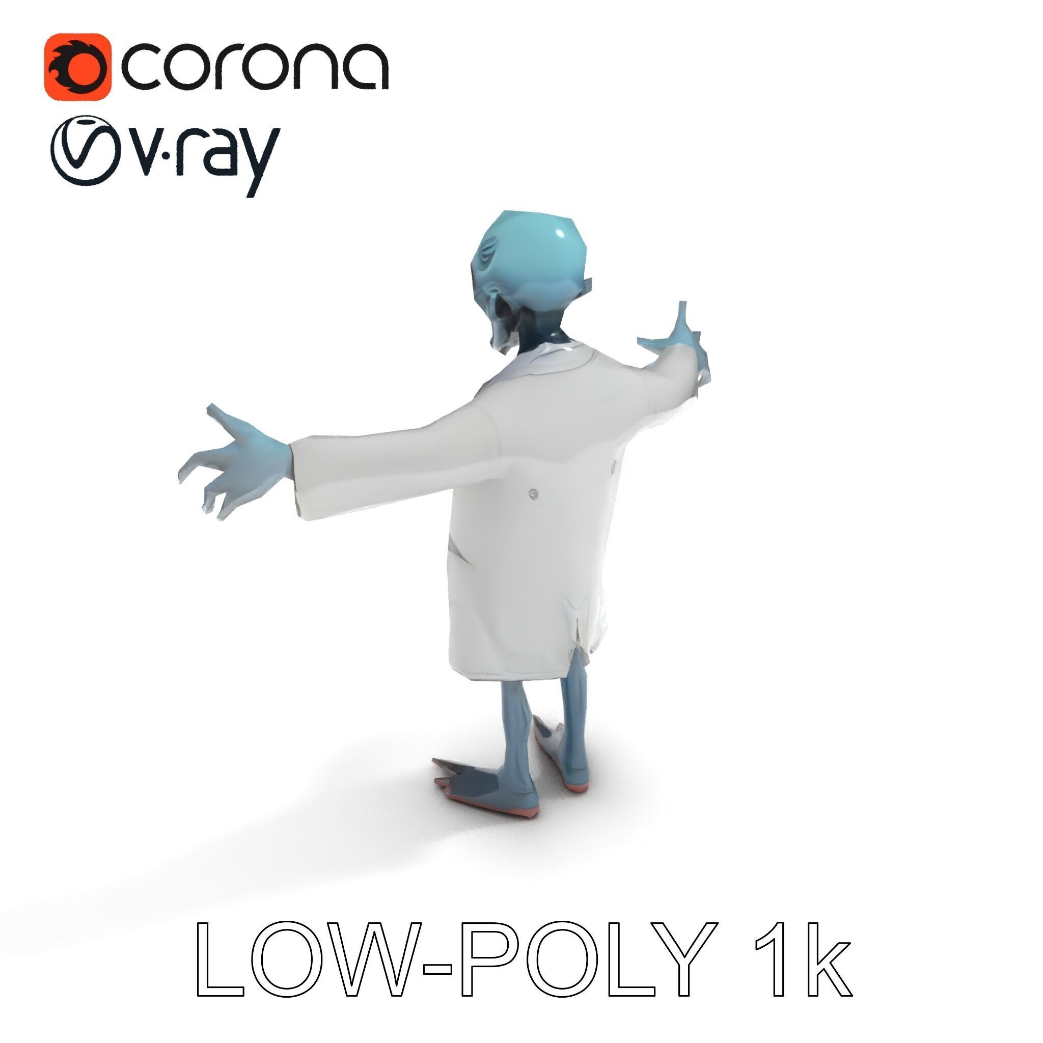 Zombie Scientist D Character Model with PBR Textures and Anim... Low-poly 3D model_18