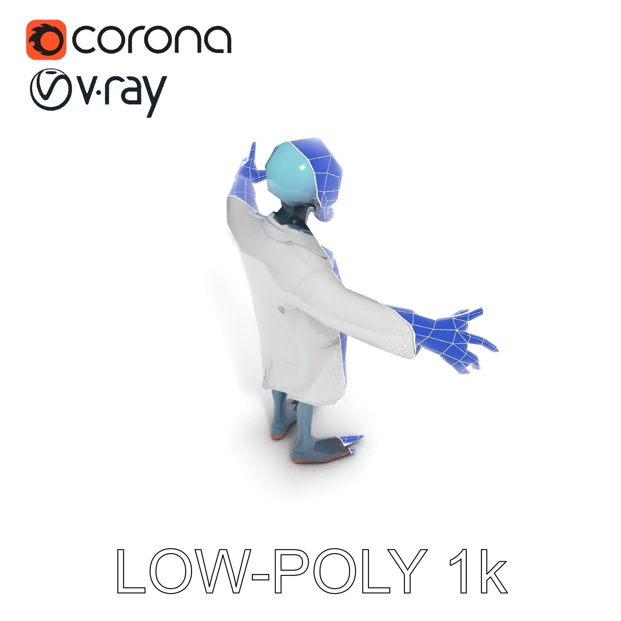 Zombie Scientist D Character Model with PBR Textures and Anim... Low-poly 3D model_23