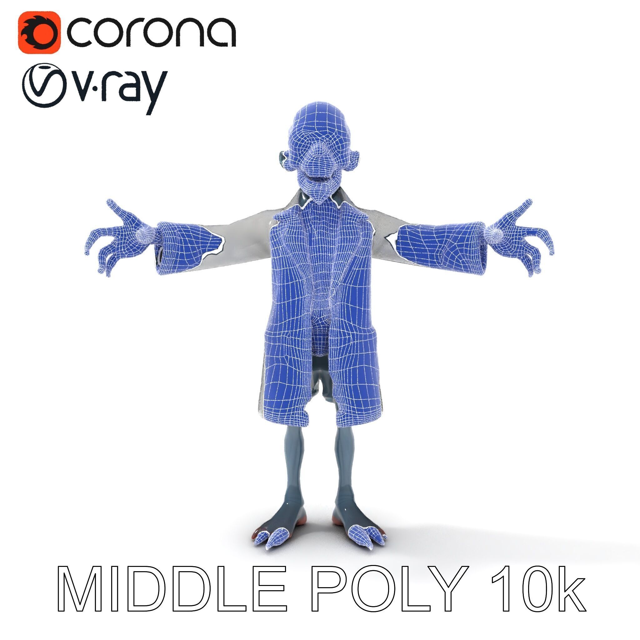 Zombie Scientist D Character Model with PBR Textures and Anim... Low-poly 3D model_15