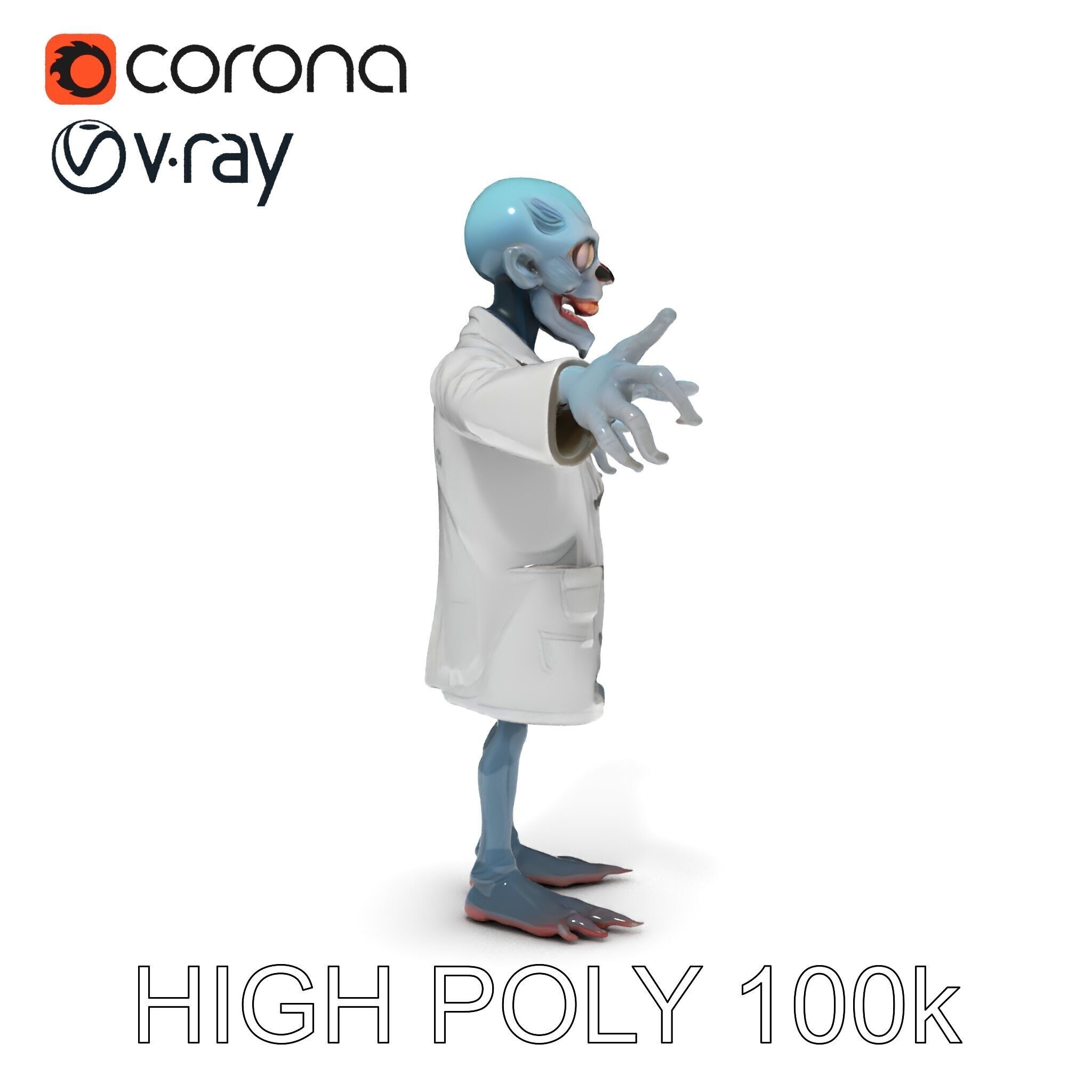 Zombie Scientist D Character Model with PBR Textures and Anim... Low-poly 3D model_19