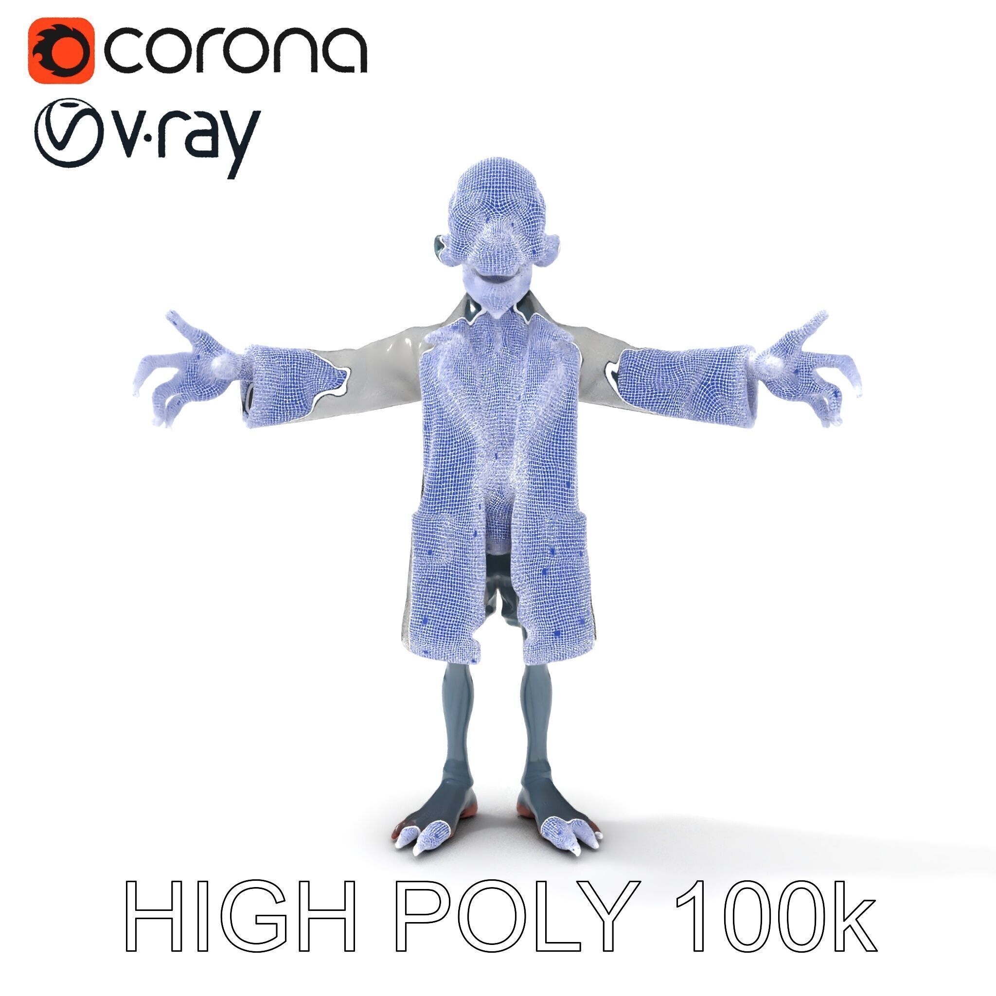 Zombie Scientist D Character Model with PBR Textures and Anim... Low-poly 3D model_11