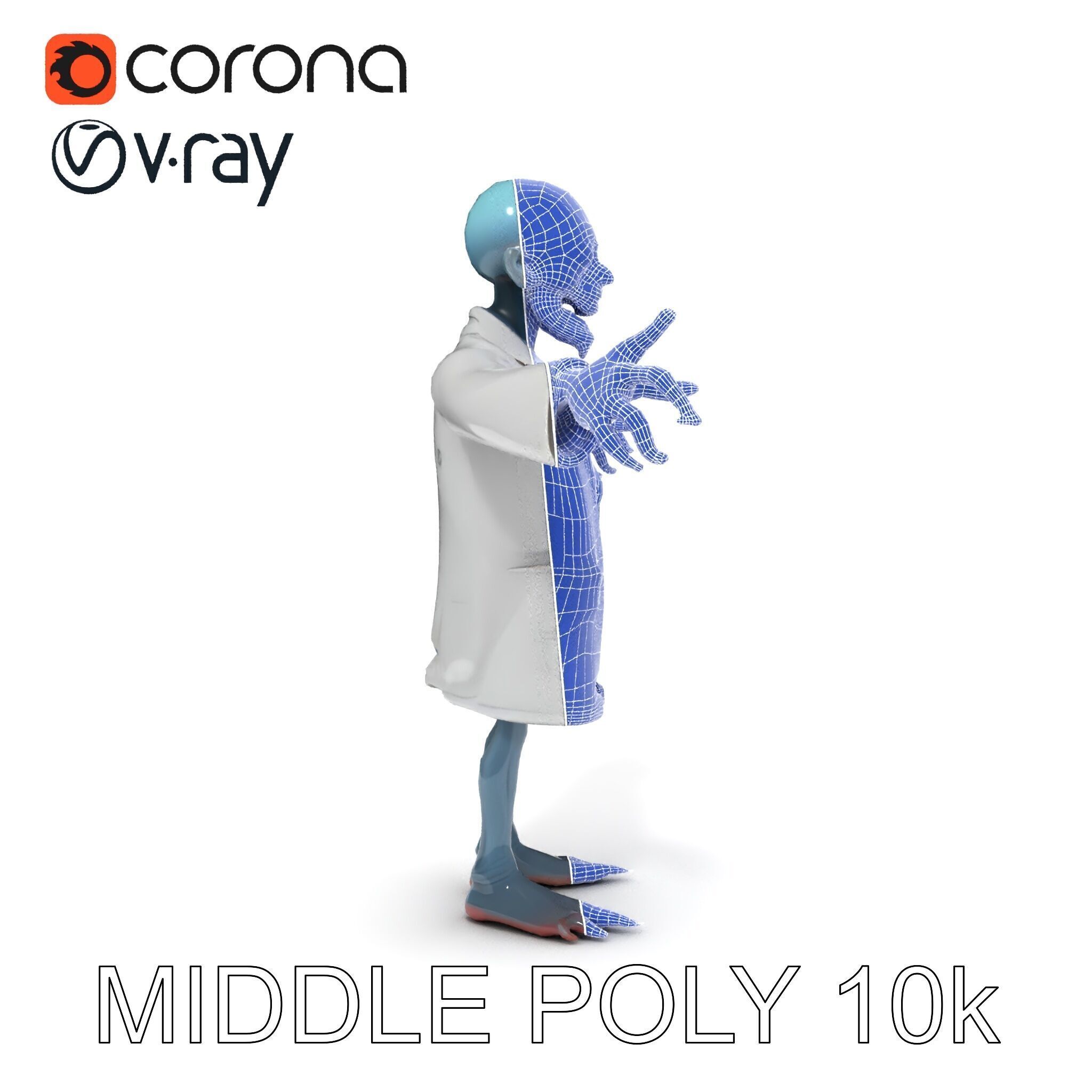 Zombie Scientist D Character Model with PBR Textures and Anim... Low-poly 3D model_35