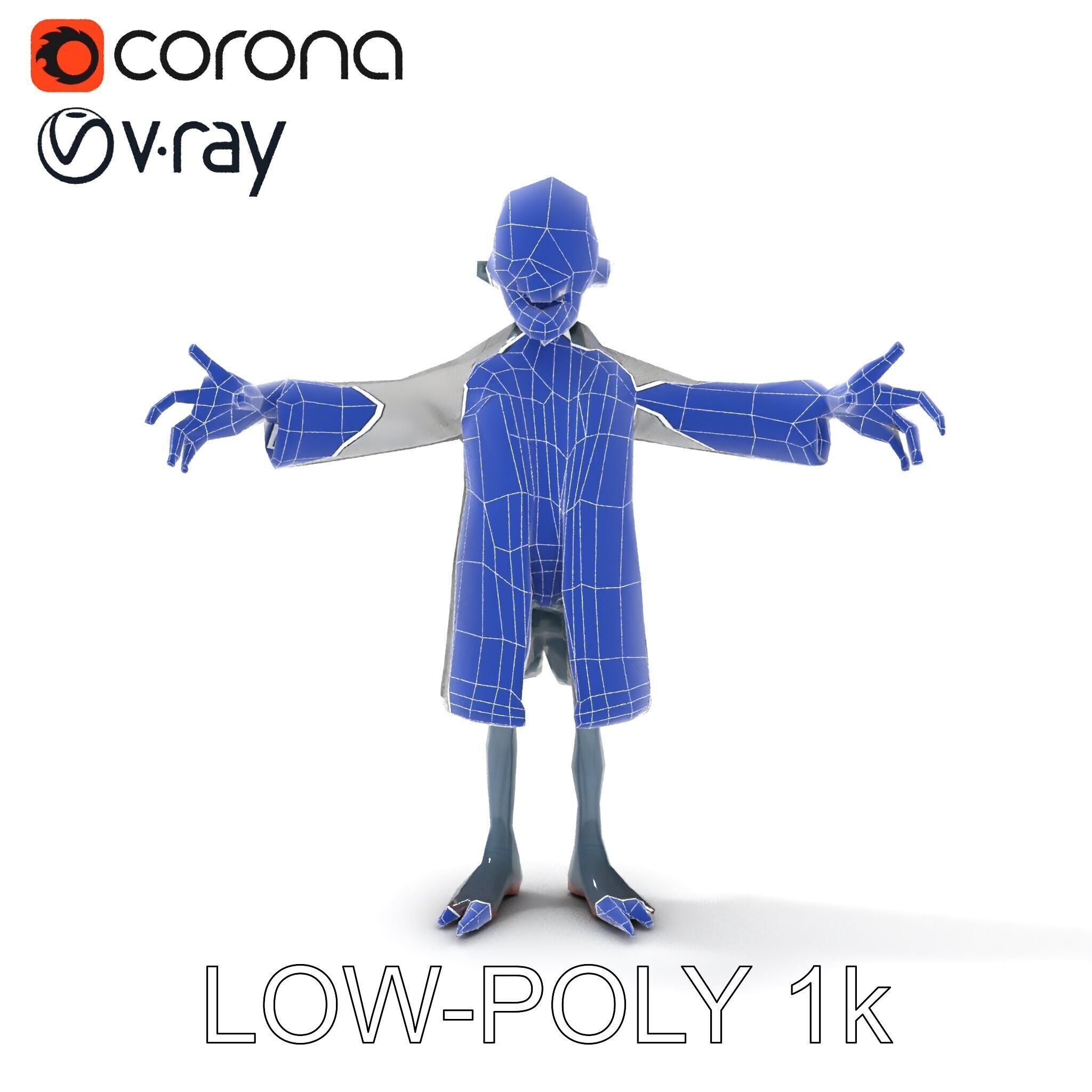 Zombie Scientist D Character Model with PBR Textures and Anim... Low-poly 3D model_25