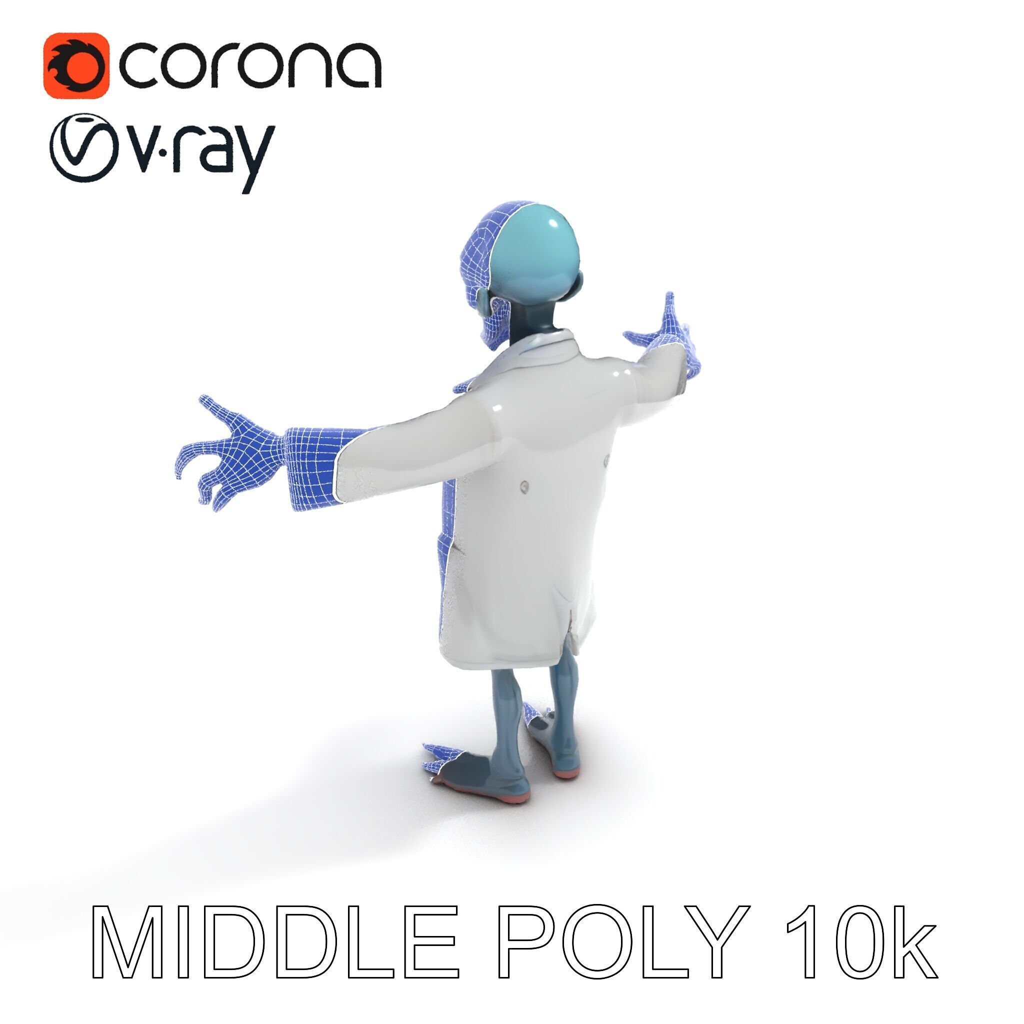 Zombie Scientist D Character Model with PBR Textures and Anim... Low-poly 3D model_33