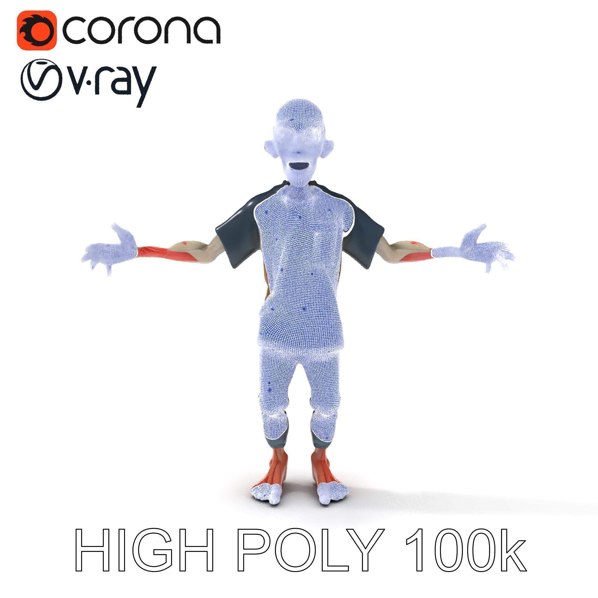 Cartoon Zombie Character D Model with PBR Textures Low-poly 3D model_22