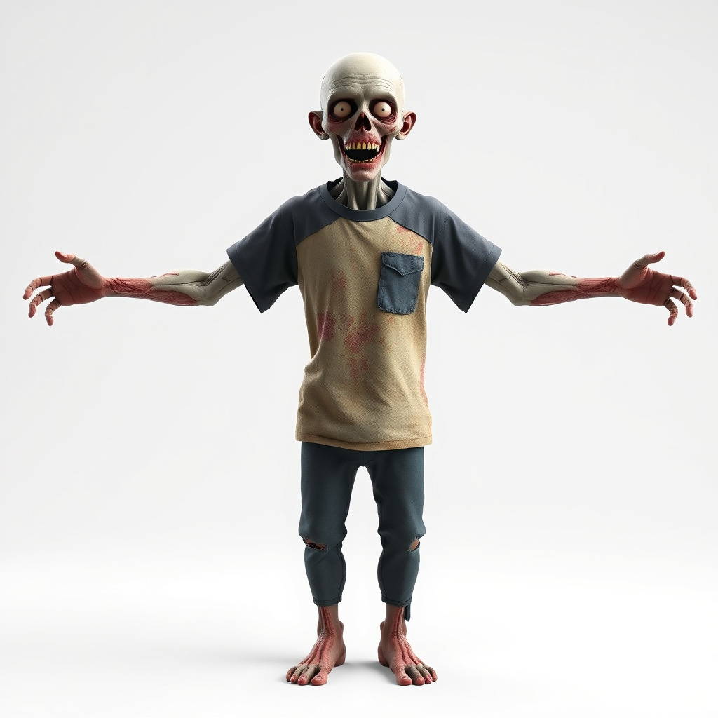 Cartoon Zombie Character D Model with PBR Textures Low-poly 3D model_4