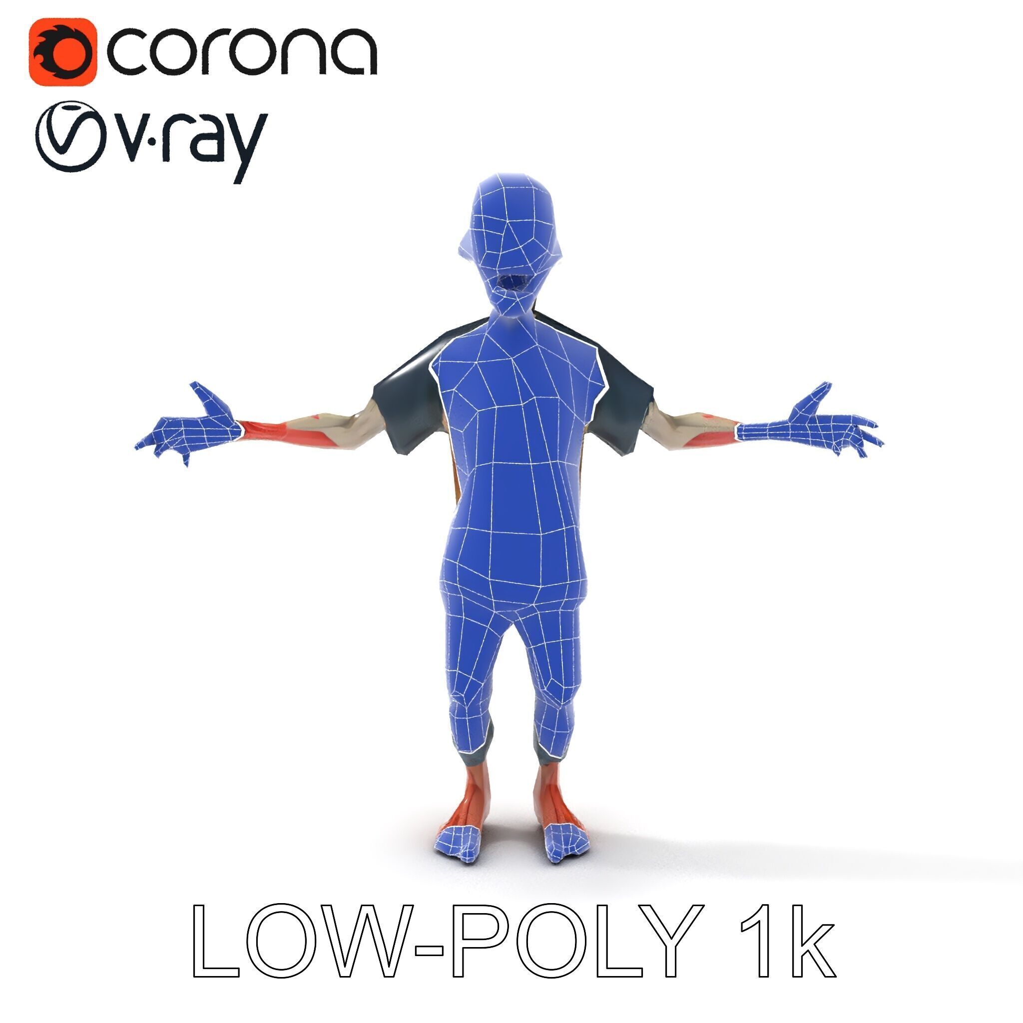 Cartoon Zombie Character D Model with PBR Textures Low-poly 3D model_9