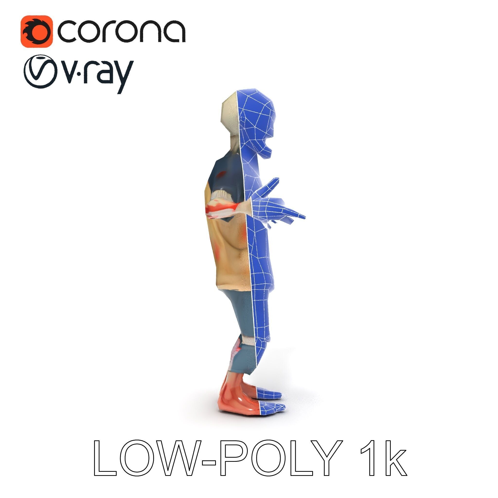 Cartoon Zombie Character D Model with PBR Textures Low-poly 3D model_14