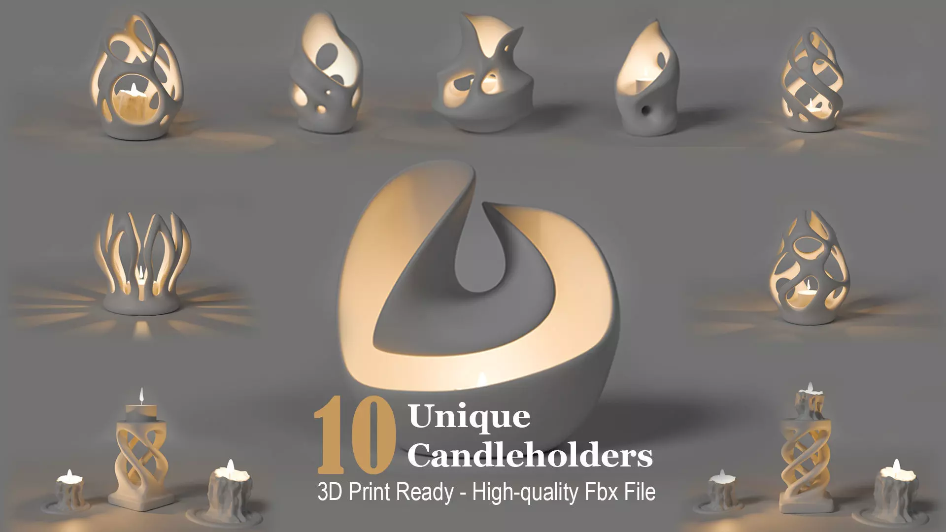 Candleholder Collection 3D Print Ready Interior Rendering Assets 3D print model_0