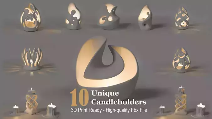 Candleholder Collection 3D Print Ready Interior Rendering Assets 3D print model