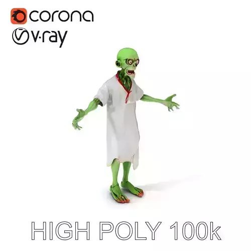 Zombie Patient with Torn Hospital Gown D Character Model