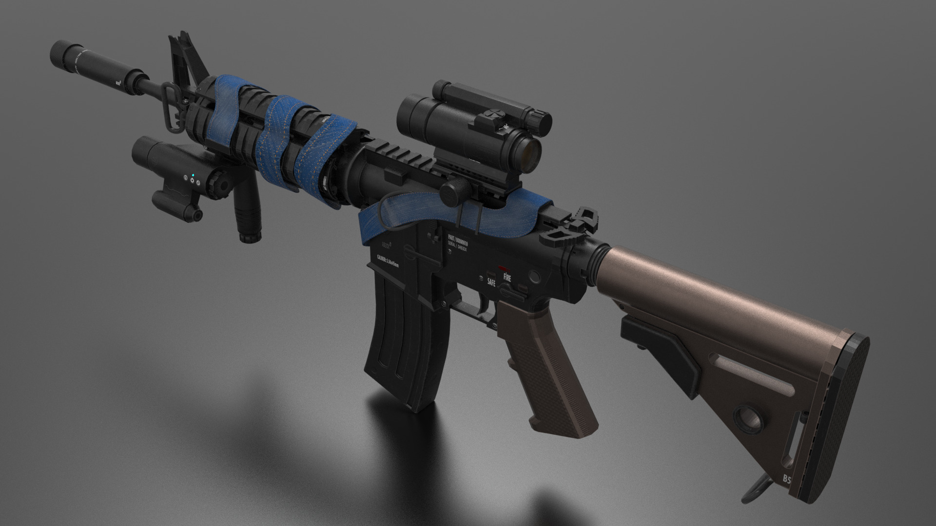 m16A3 FPS-TPS Low-poly 3D model_2